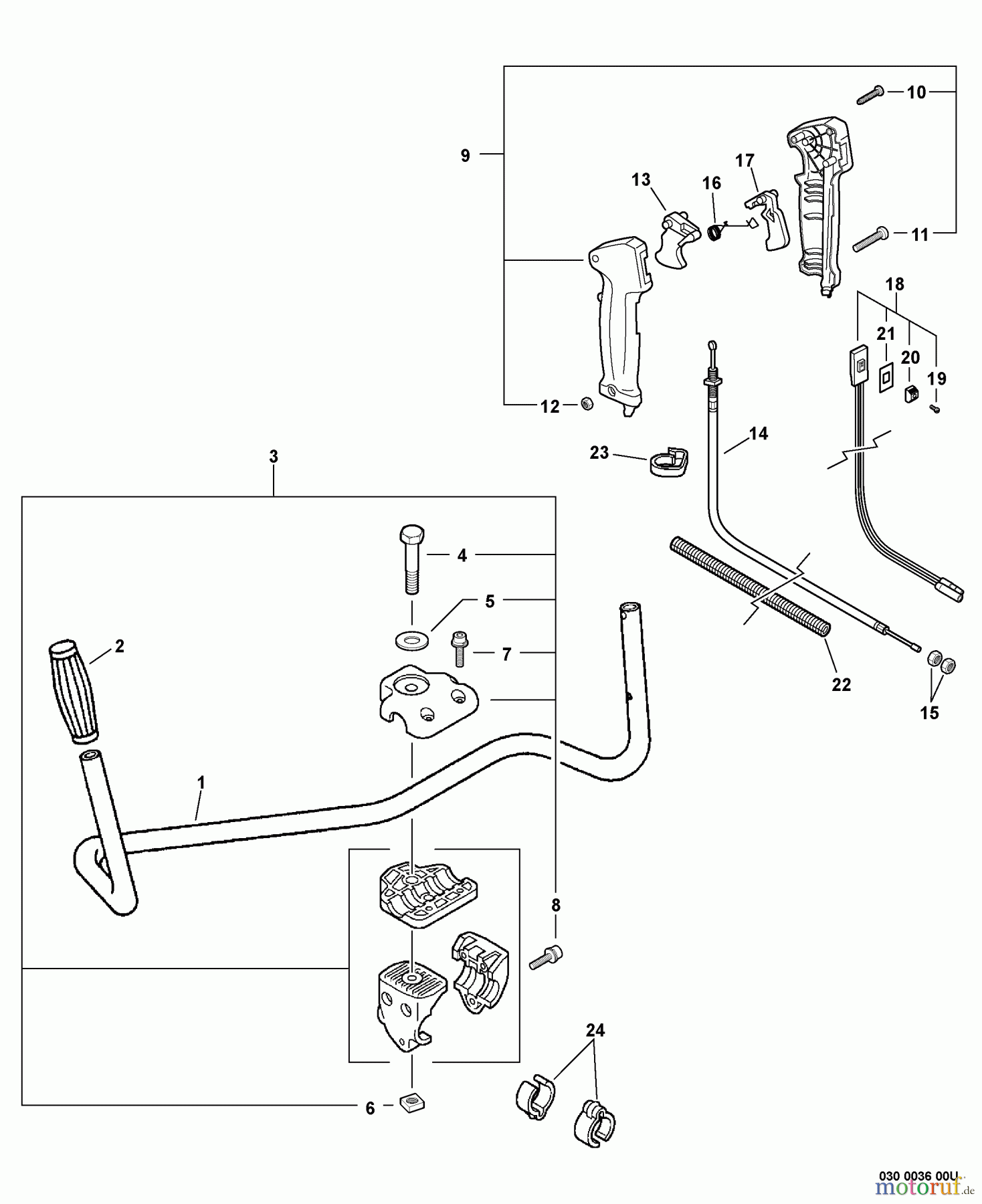 Echo Trimmer, Faden / Bürste SRM-211U - Echo String Trimmer/Brush Cutter, S/N:02001001 - 02999999 Handles, Throttle Cable