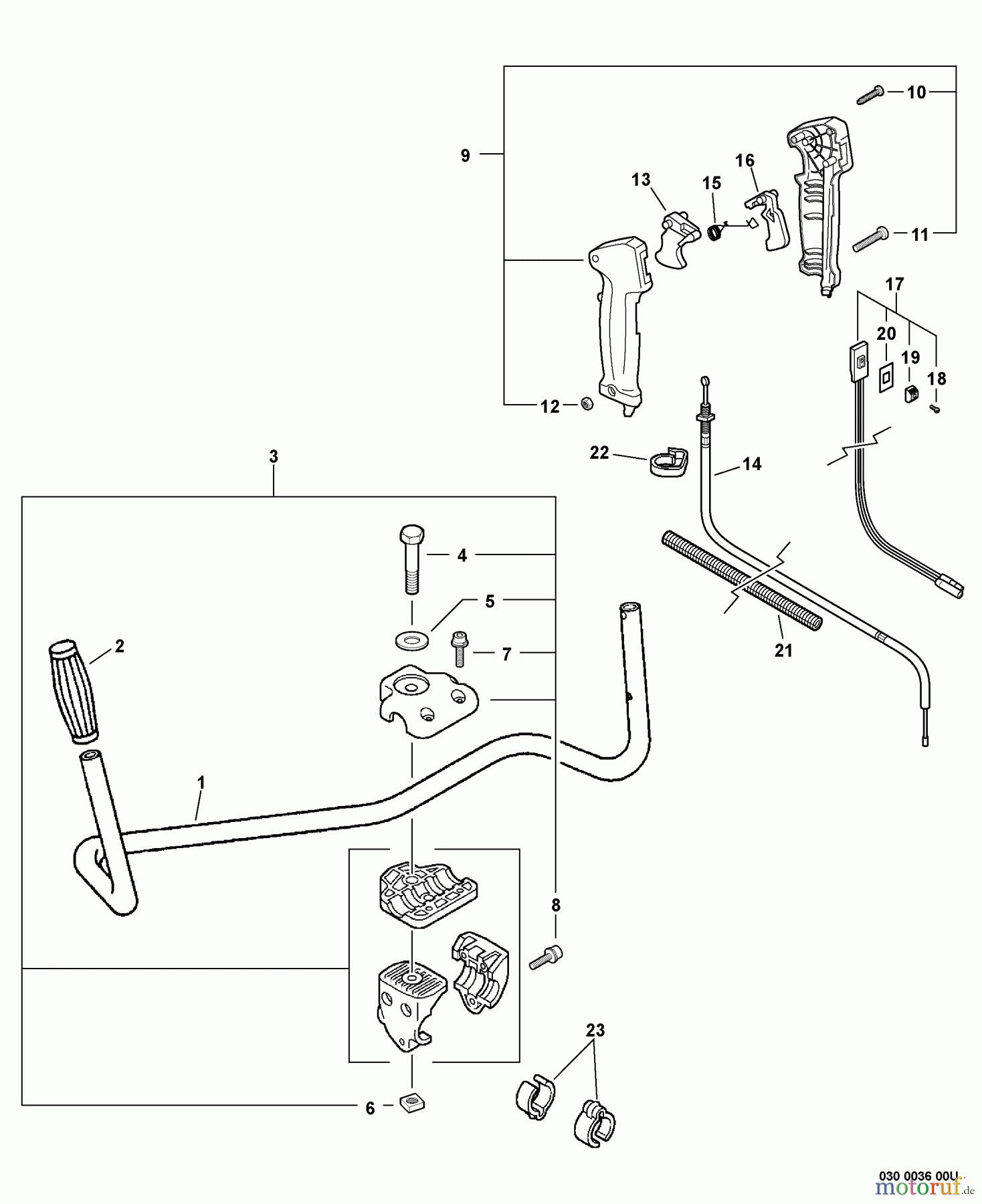 Echo Trimmer, Faden / Bürste SRM-210U - Echo String Trimmer/Brush Cutter, S/N:08001001 - 08999999 Handles, Throttle Cable