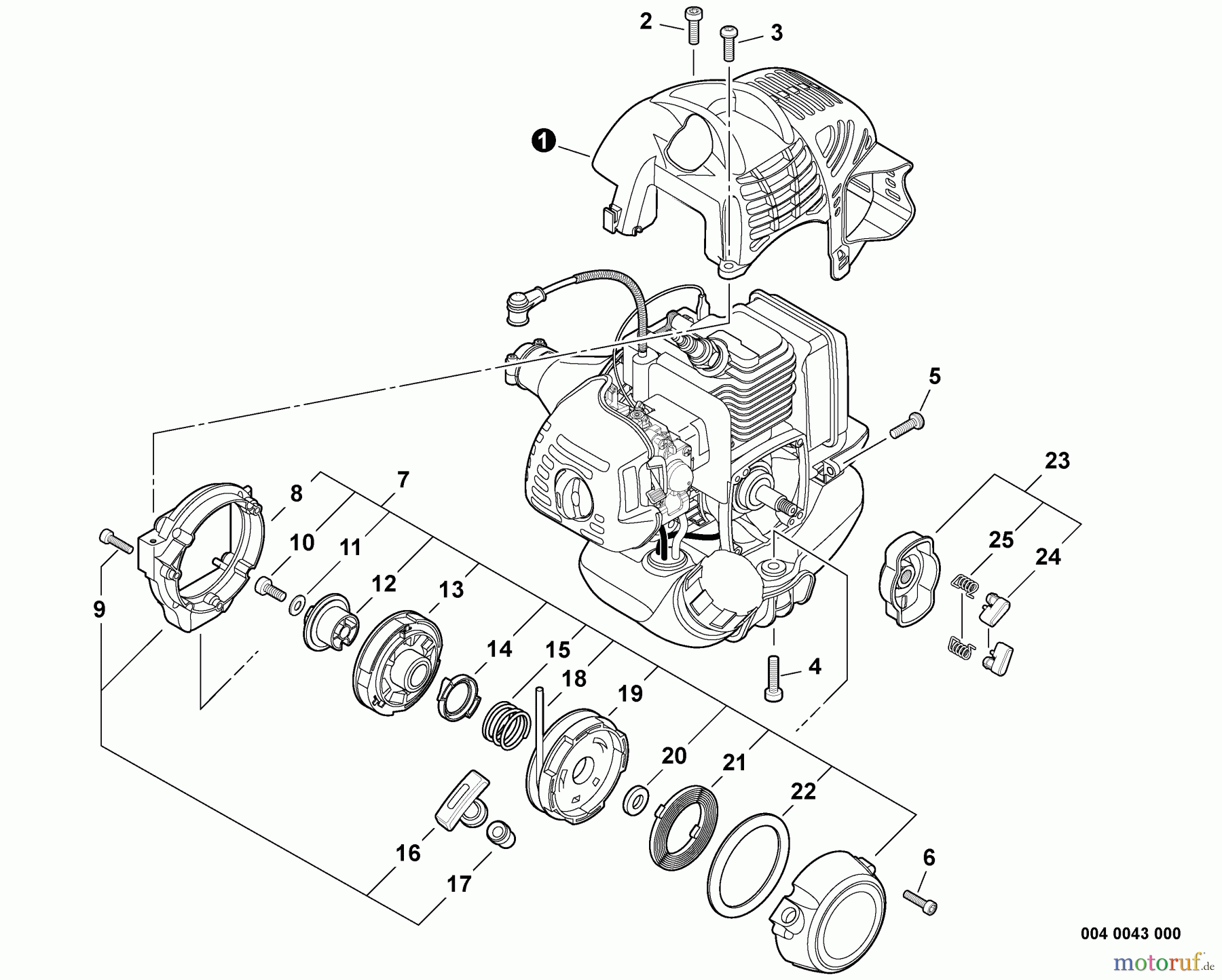 Echo Trimmer, Faden / Bürste SRM-225i - Echo String Trimmer, S/N:S54911001001 - S45911999999 Engine Cover, Starter