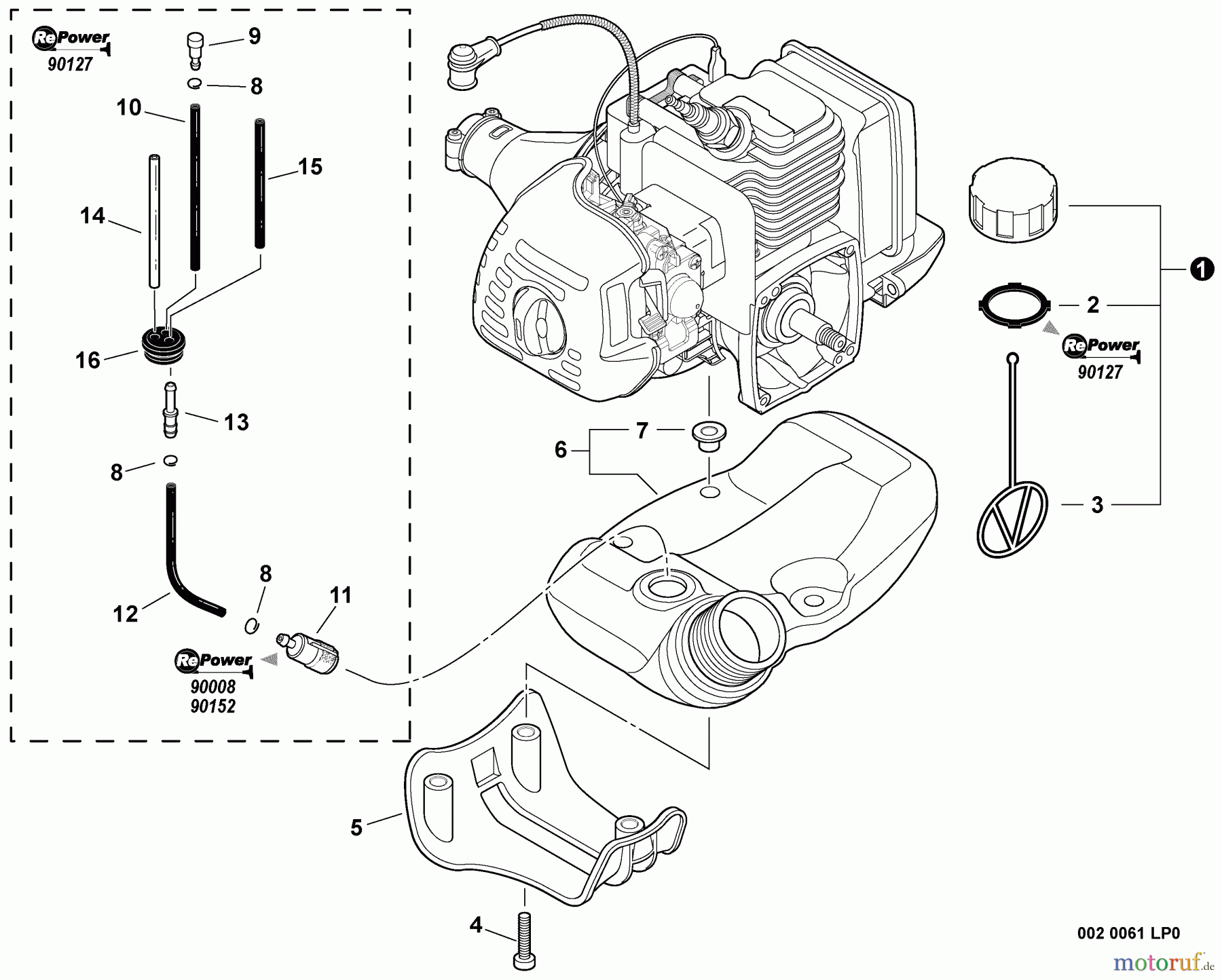 Echo Trimmer, Faden / Bürste SRM-225i - Echo String Trimmer, S/N:S54911001001 - S45911999999 Fuel System S/N: S54911002410 - S54911999999