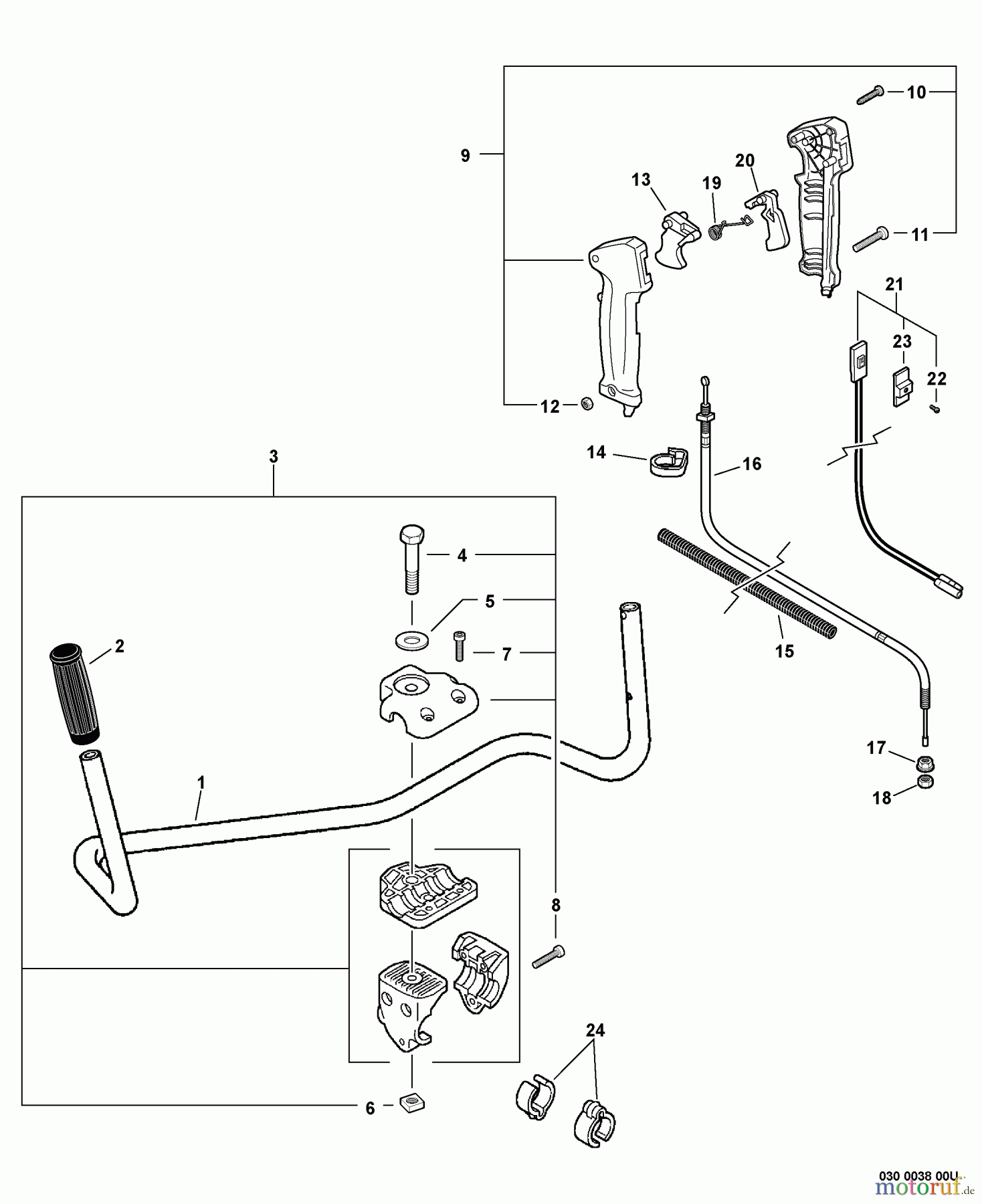  Echo Trimmer, Faden / Bürste SRM-225U - Echo String Trimmer/Brush Cutter, S/N:S79213001001 - S7921399999 Handles, Throttle Cable