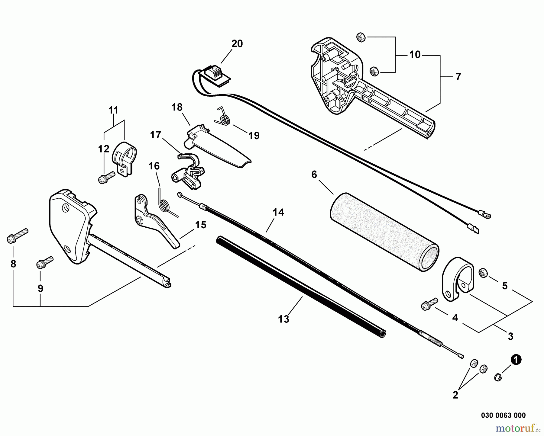 Echo Trimmer, Faden / Bürste GT-22GES - Echo String Trimmer Control Handle, Throttle Cable, Ignition Switch