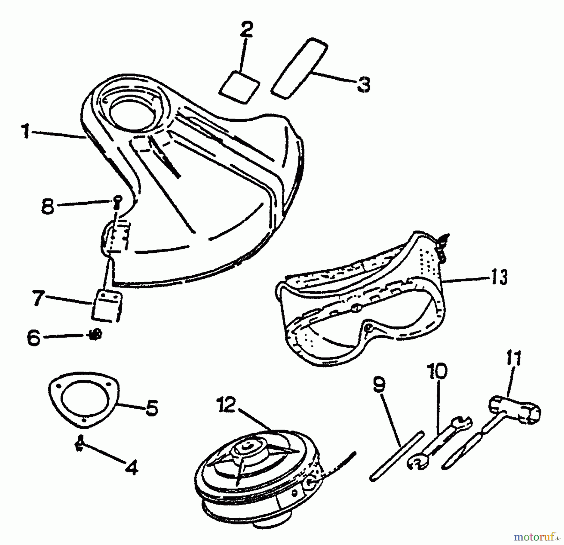 Echo Trimmer, Faden / Bürste SRM-2301 - Echo String Trimmer, S/N:0031001 - 9999999 Accessories, Shield, Tools