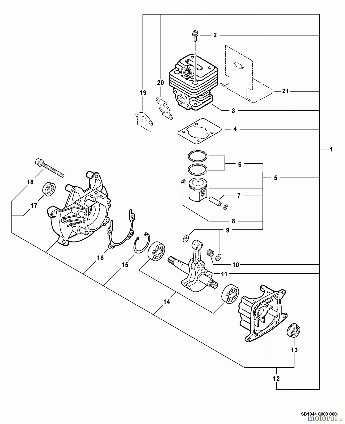 Echo Bläser / Sauger / Häcksler / Mulchgeräte PB-260L - Echo Back Pack Blower, S/N: 04001001 - 04999999 Engine, Short Block -- SB1044
