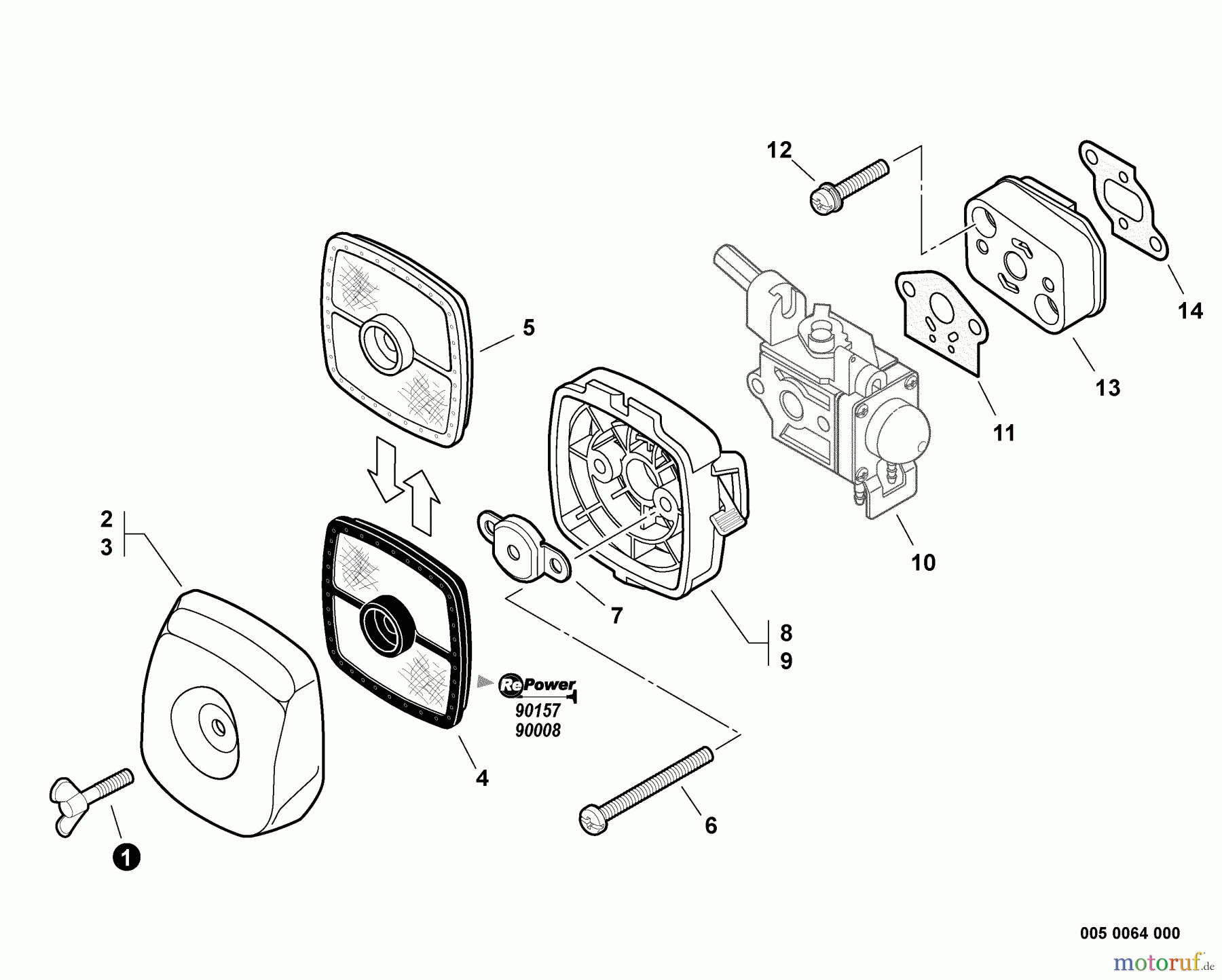 Echo Trimmer, Faden / Bürste SRM-231 - Echo String Trimmer, S/N:02001001 - 02999999 Intake