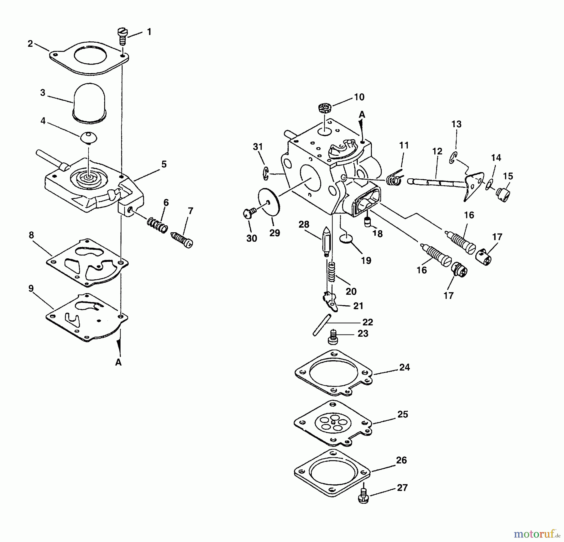  Echo Trimmer, Faden / Bürste SRM-2400SB - Echo String Trimmer (Type 1E) Carburetor  S/N: 001001 - 562999