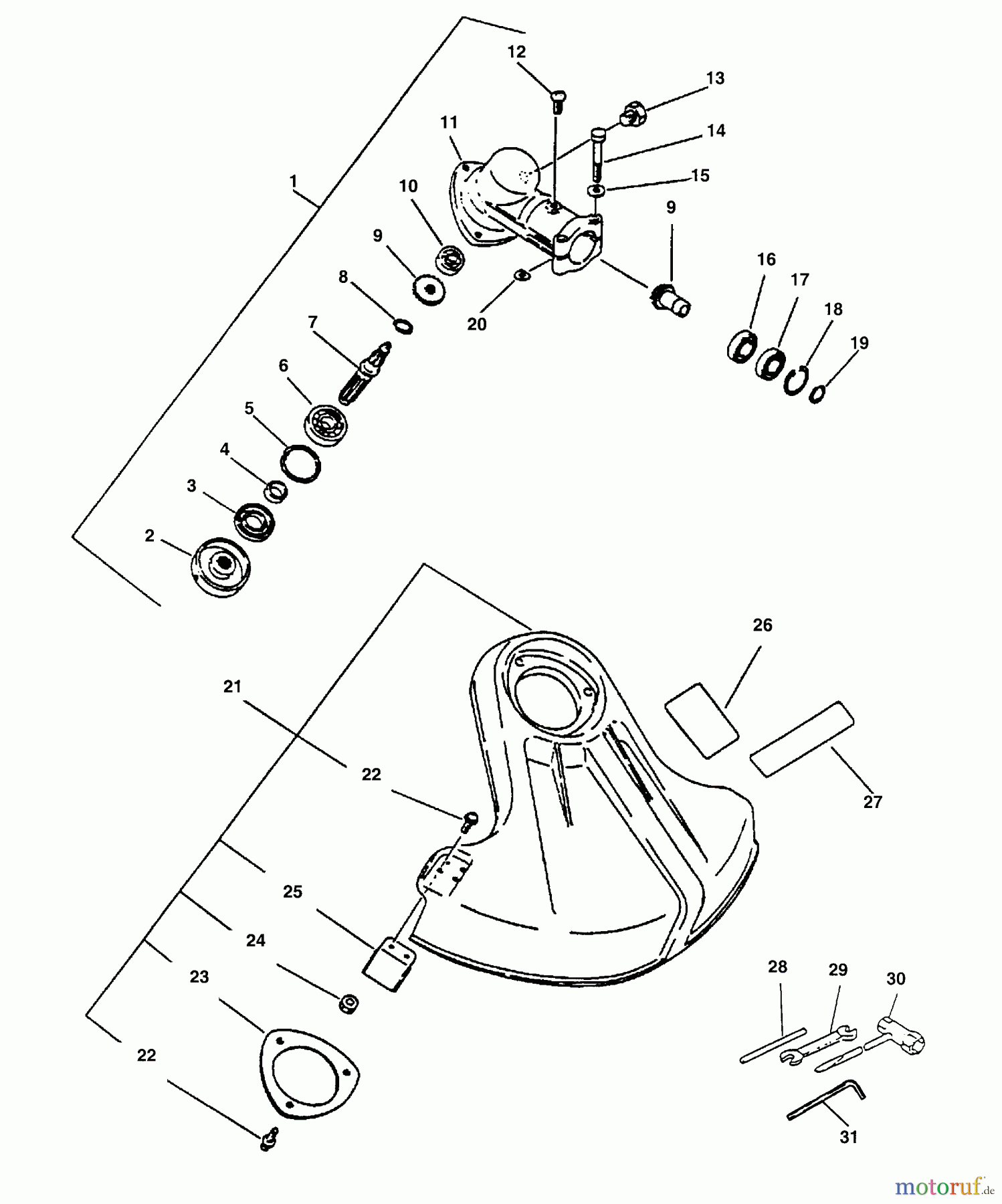 Echo Trimmer, Faden / Bürste SRM-2400SB - Echo String Trimmer (Type 1E) SRM Gear Housing, Shield, Tools
