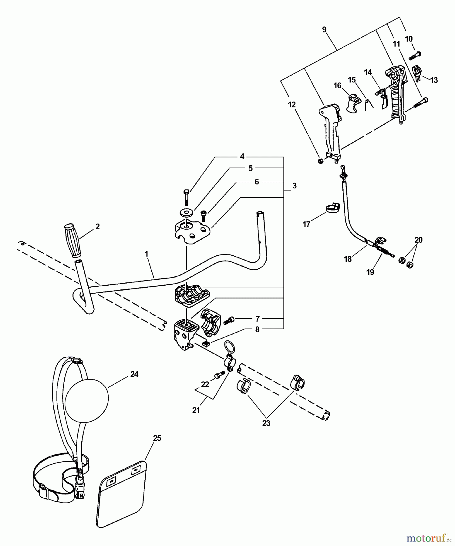 Echo Trimmer, Faden / Bürste SRM-2410 - Echo String Trimmer (Type 1E) Driveshaft, Handles, Throttle, Stop Switch, Harness S/N: 503954 - 599999
