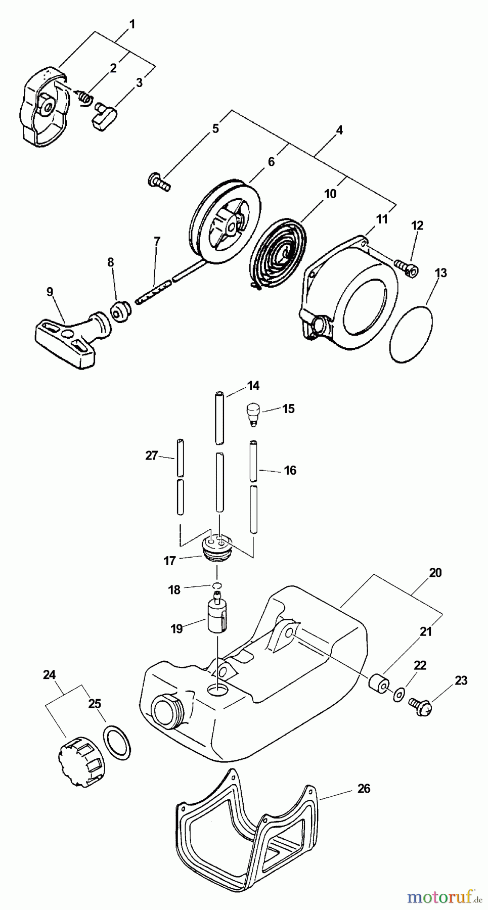 Echo Trimmer, Faden / Bürste SRM-2400 - Echo String Trimmer (Type 1E) Starter, Fuel System