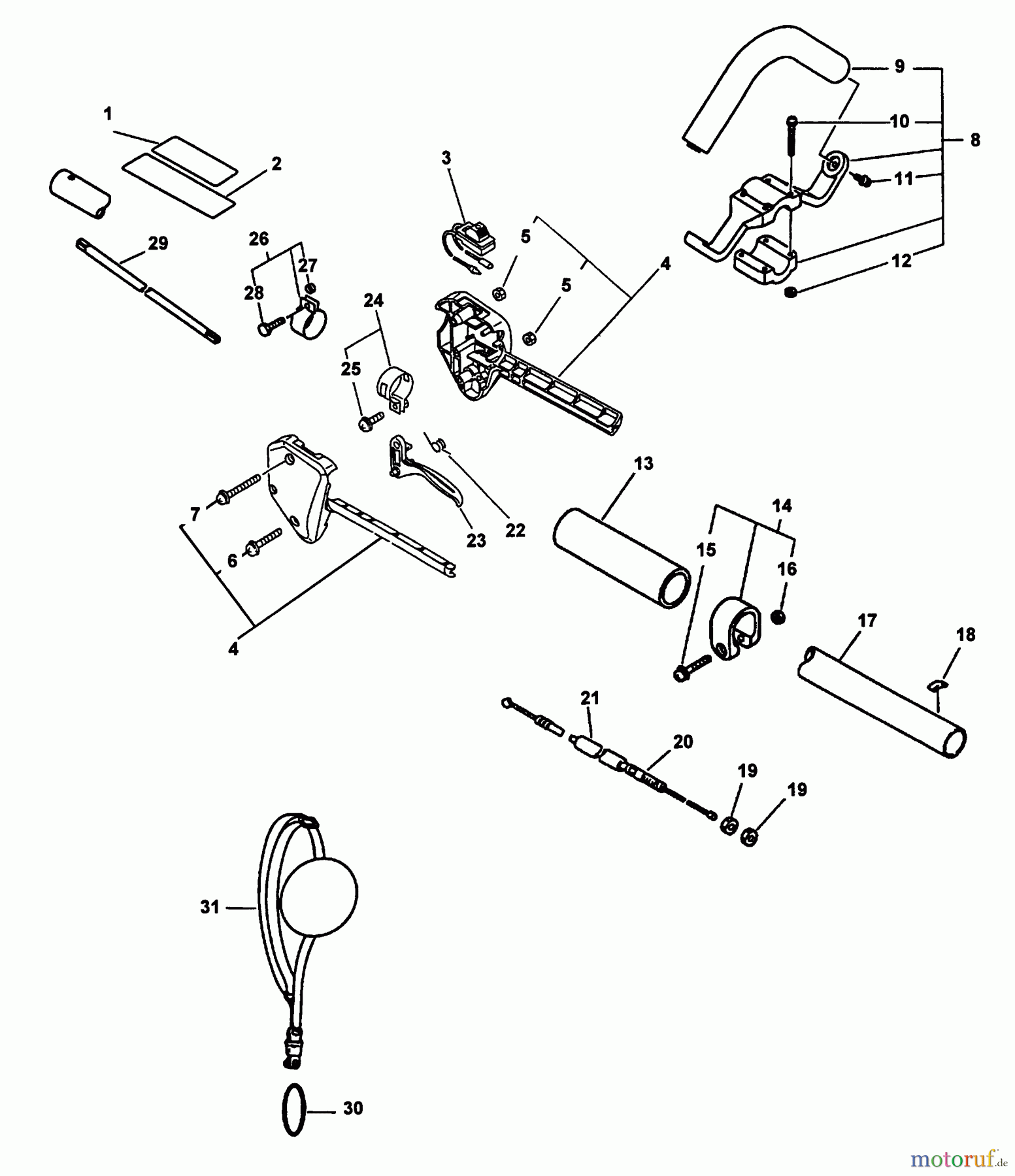  Echo Trimmer, Faden / Bürste SRM-2450 - Echo String Trimmer (Type 1) Driveshaft, Handles, Throttle, Stop Switch