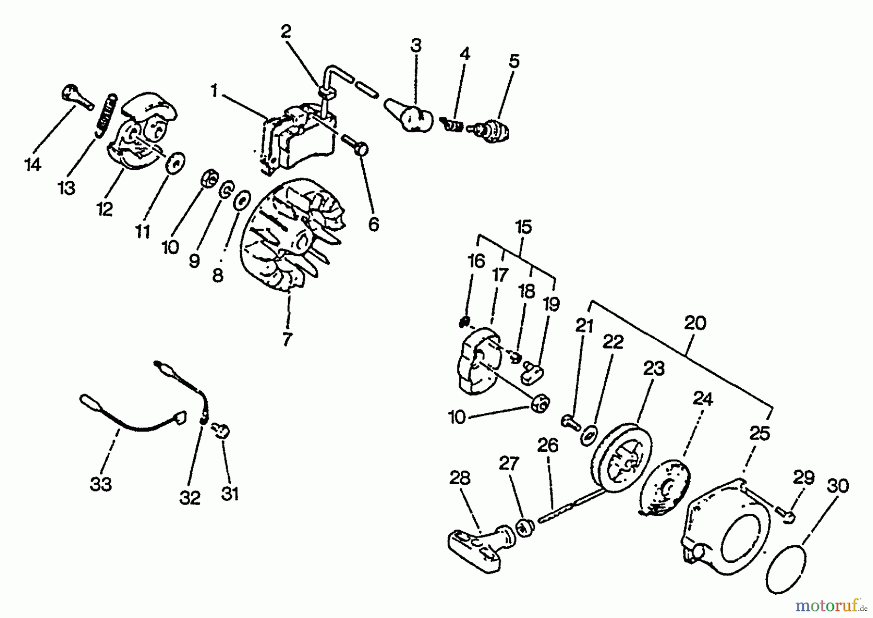 Echo Trimmer, Faden / Bürste SRM-2501 - Echo String Trimmer, S/N:0025001 - 0043000 Clutch, Ignition, Starter