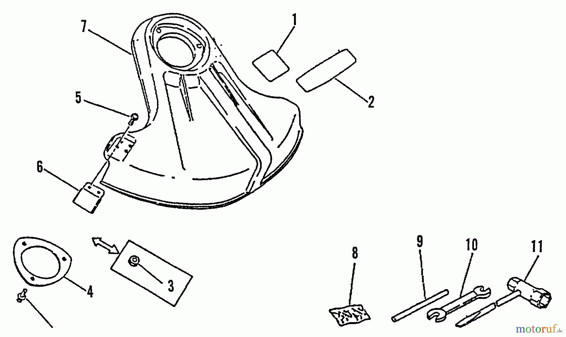 Echo Trimmer, Faden / Bürste SRM-2501 - Echo String Trimmer, S/N:0043001 - 0061968 Shield, Plastic, Tools