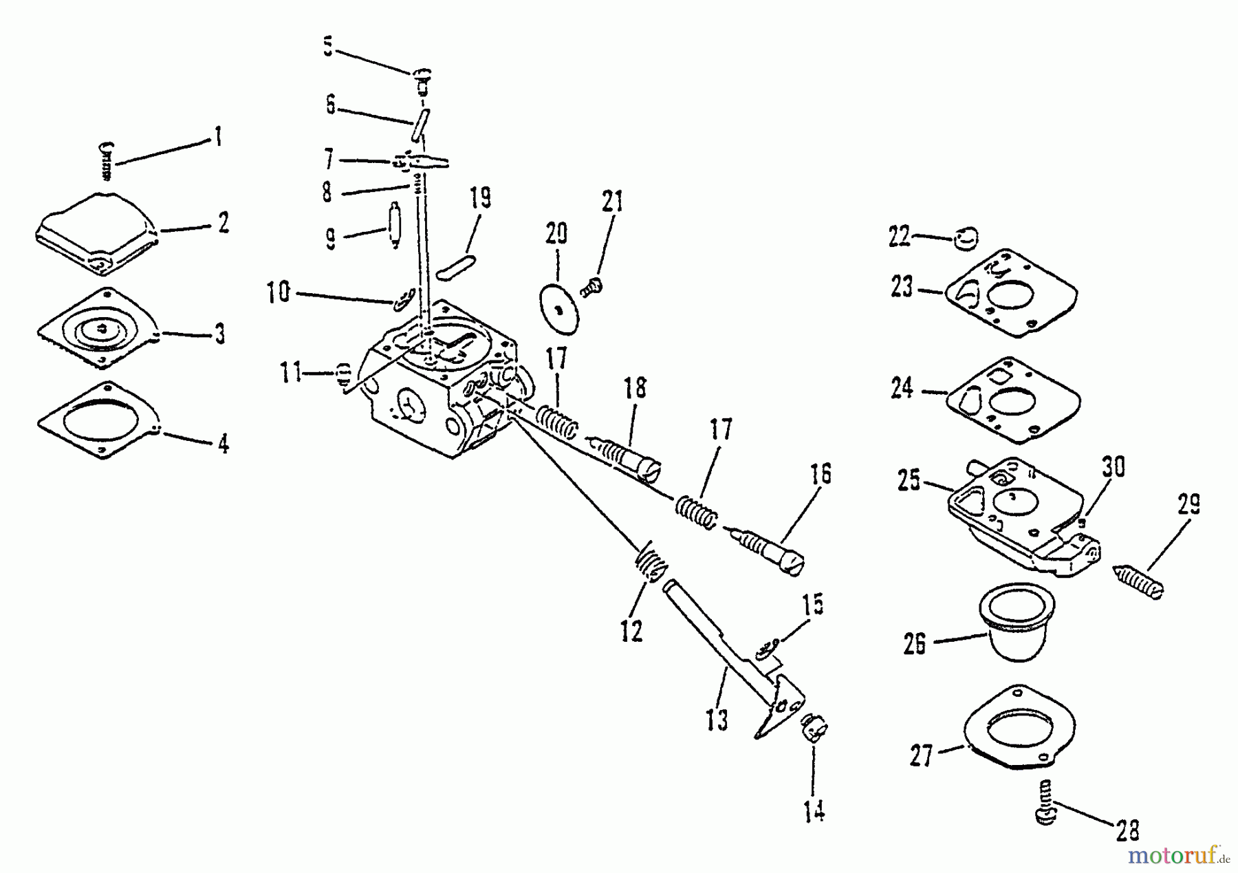 Echo Trimmer, Faden / Bürste SRM-2510 - Echo String Trimmer, S/N:079352 - 098240 Carburetor