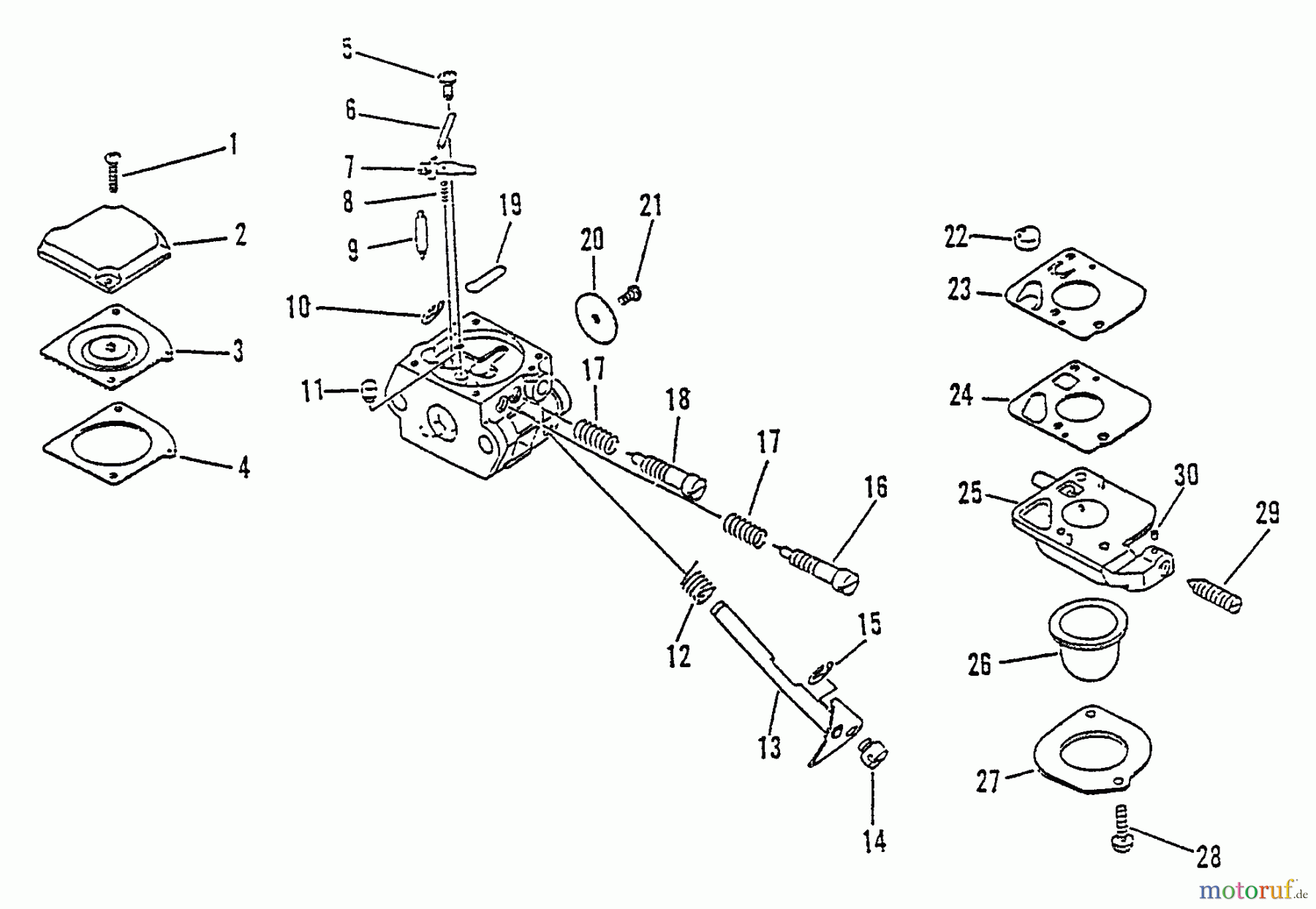 Echo Trimmer, Faden / Bürste SRM-2501 - Echo String Trimmer, S/N:098241 - 999999 Carburetor