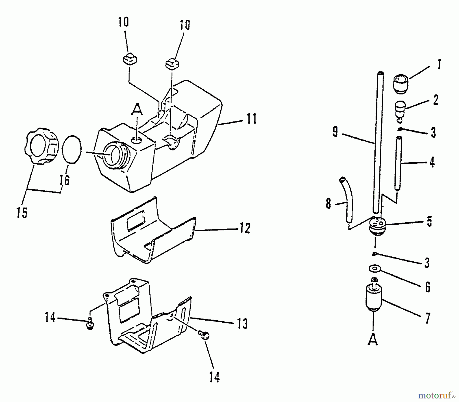 Echo Trimmer, Faden / Bürste SRM-2510 - Echo String Trimmer, S/N:098241 - 999999 Fuel System