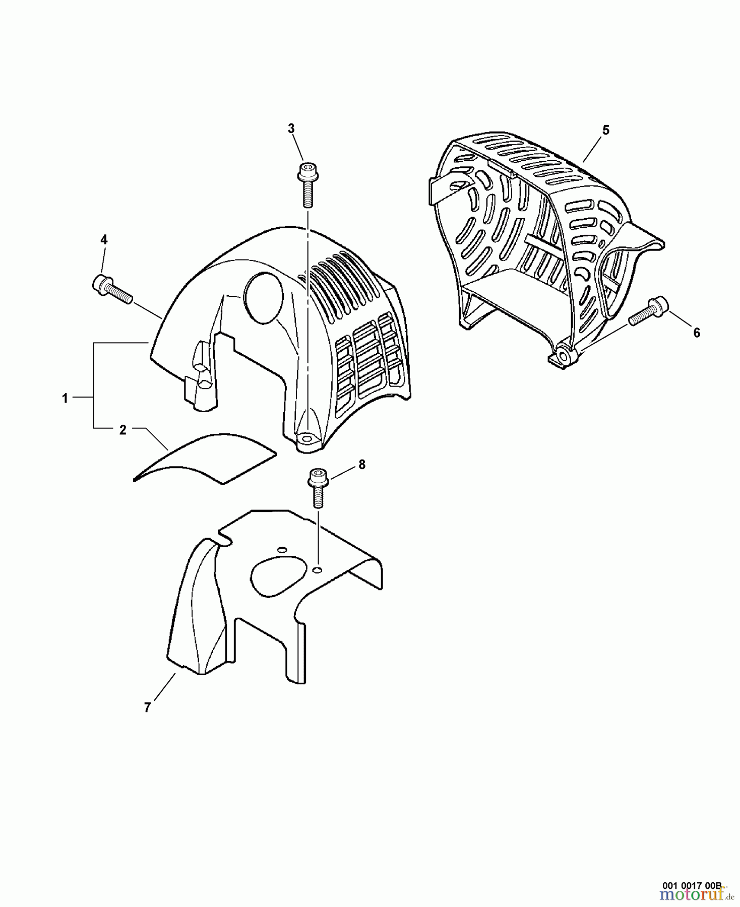 Echo Trimmer, Faden / Bürste SRM-251E - Echo String Trimmer, S/N:10001001 - 10999999 Engine Cover, Cylinder Cover, Exhaust Cover