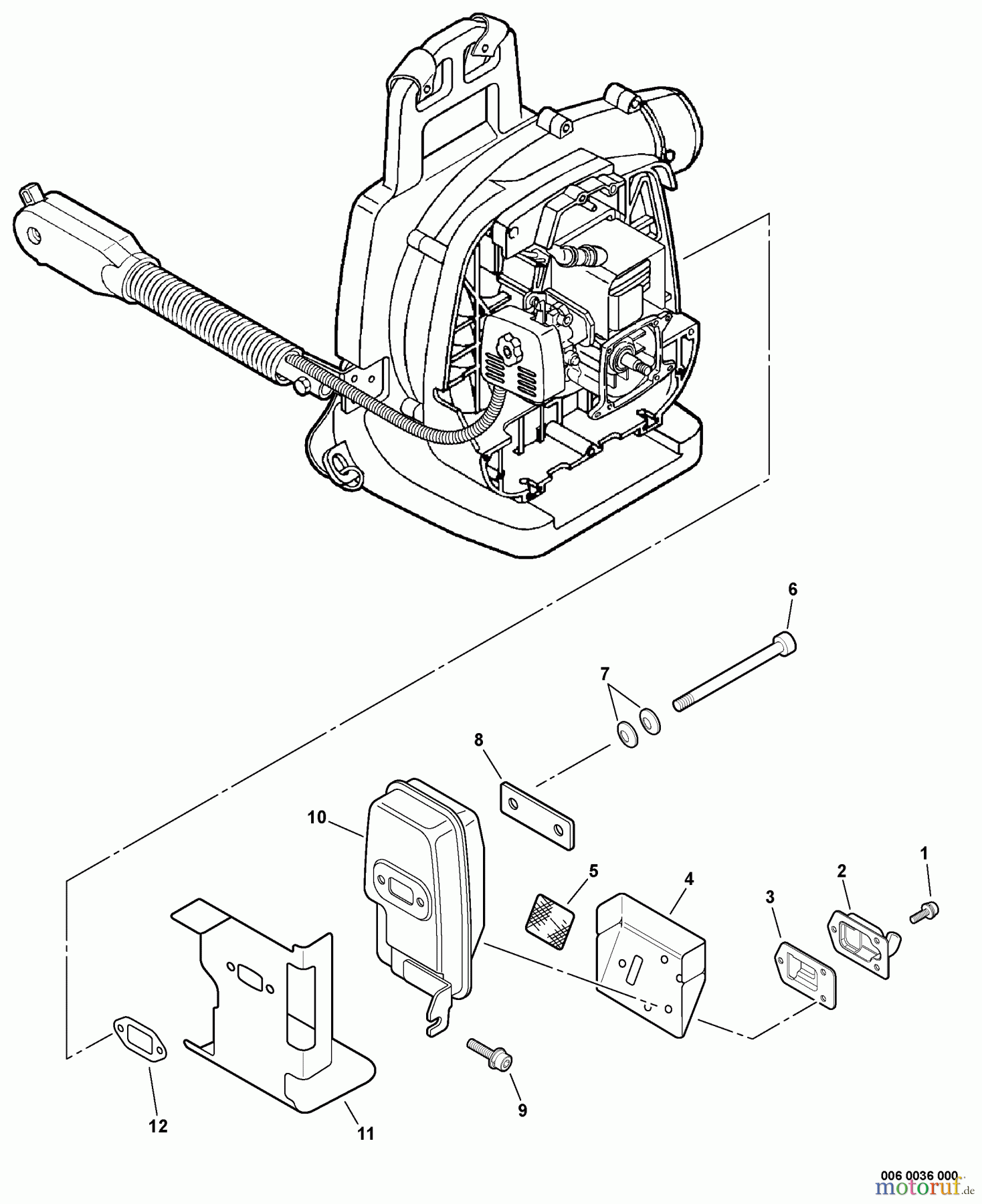 Echo Bläser / Sauger / Häcksler / Mulchgeräte PB-261i - Echo Back Pack Blower, S/N: 06001001 - 06999999 Exhaust