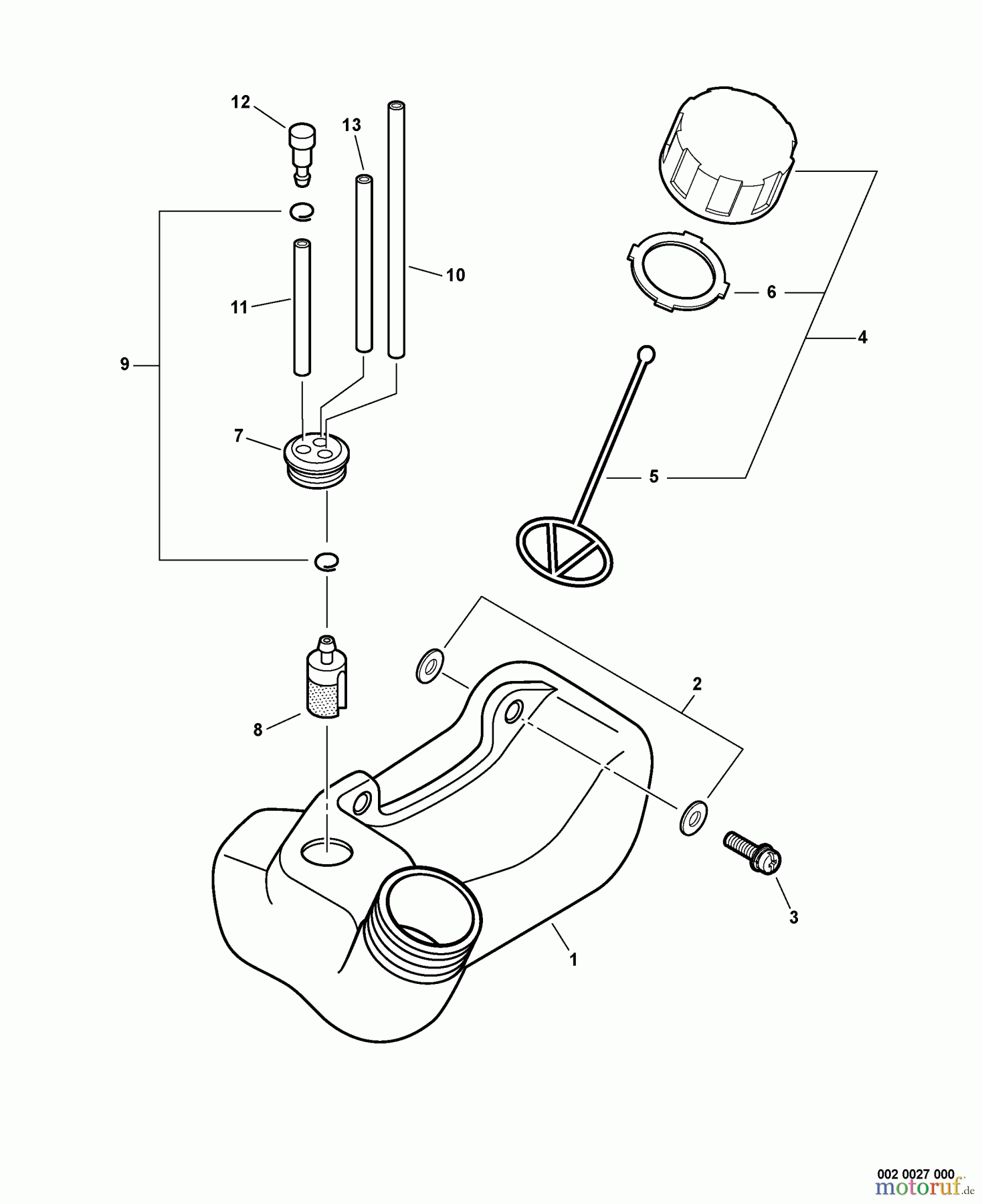 Echo Trimmer, Faden / Bürste SRM-251 - Echo String Trimmer, S/N:09001001 - 09999999 Fuel System