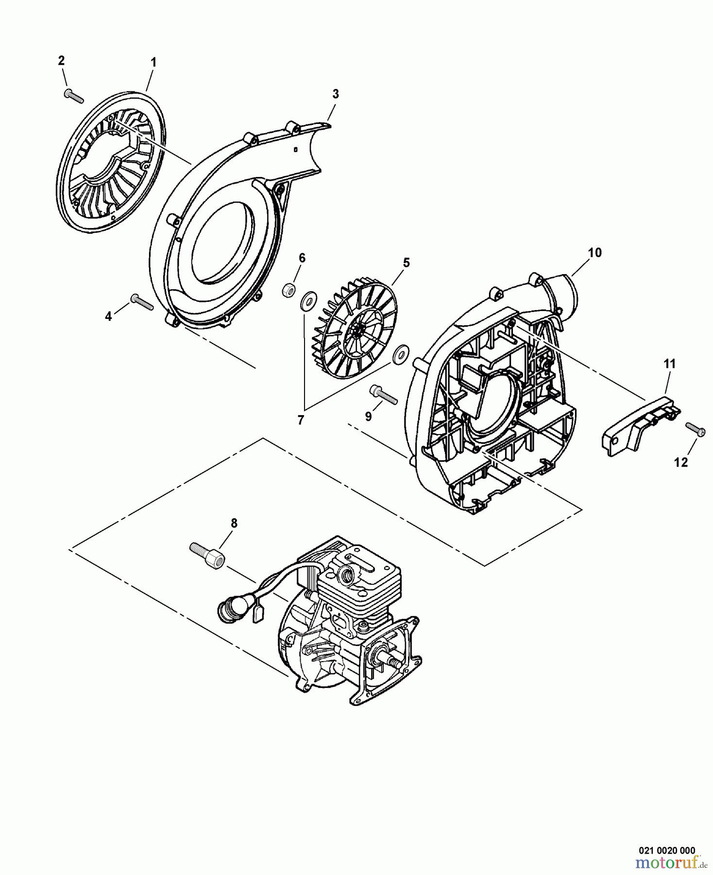 Echo Bläser / Sauger / Häcksler / Mulchgeräte PB-261L - Echo Back Pack Blower, S/N: P07411001001 - P07411999999 Fan Case