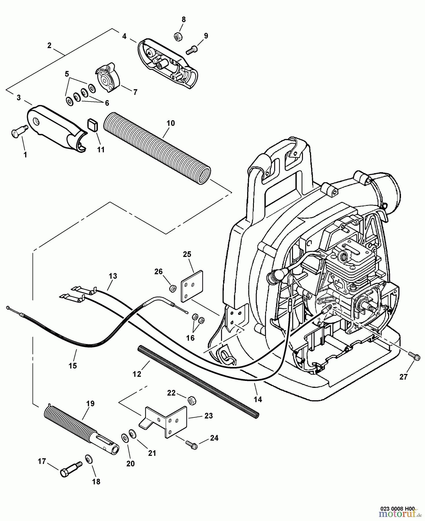  Echo Bläser / Sauger / Häcksler / Mulchgeräte	 PB-261L - Echo Back Pack Blower, S/N: 06001001 - 06999999 Hip Mount Throttle