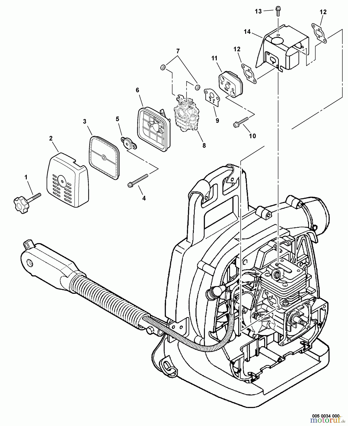 Echo Bläser / Sauger / Häcksler / Mulchgeräte PB-261i - Echo Back Pack Blower, S/N: 06001001 - 06999999 Intake, Cylinder Cover