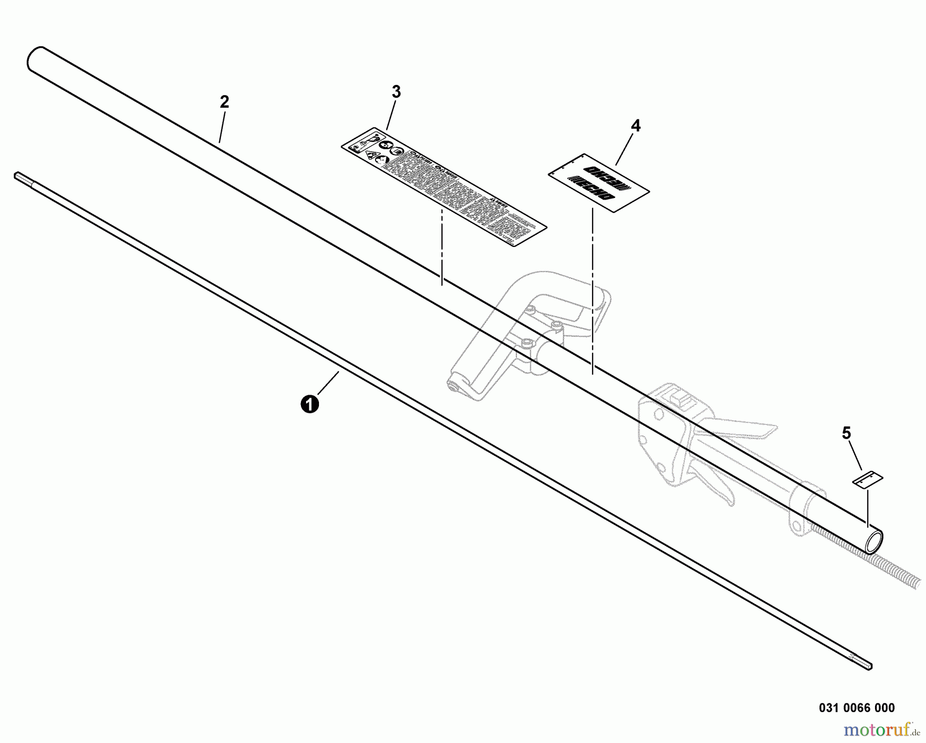  Echo Trimmer, Faden / Bürste SRM-230S - Echo String Trimmer, S/N:S73212001001 - S73212999999 Main Pipe, Solid Driveshaft