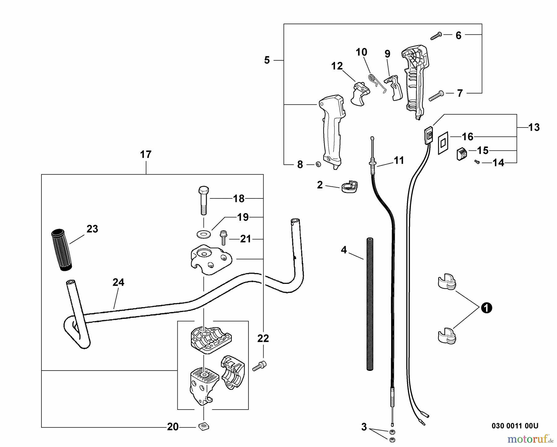 Echo Trimmer, Faden / Bürste SRM-260U - Echo String Trimmer/Brush Cutter, S/N:S82413001001 - S8241399999 Handles, Throttle Cable