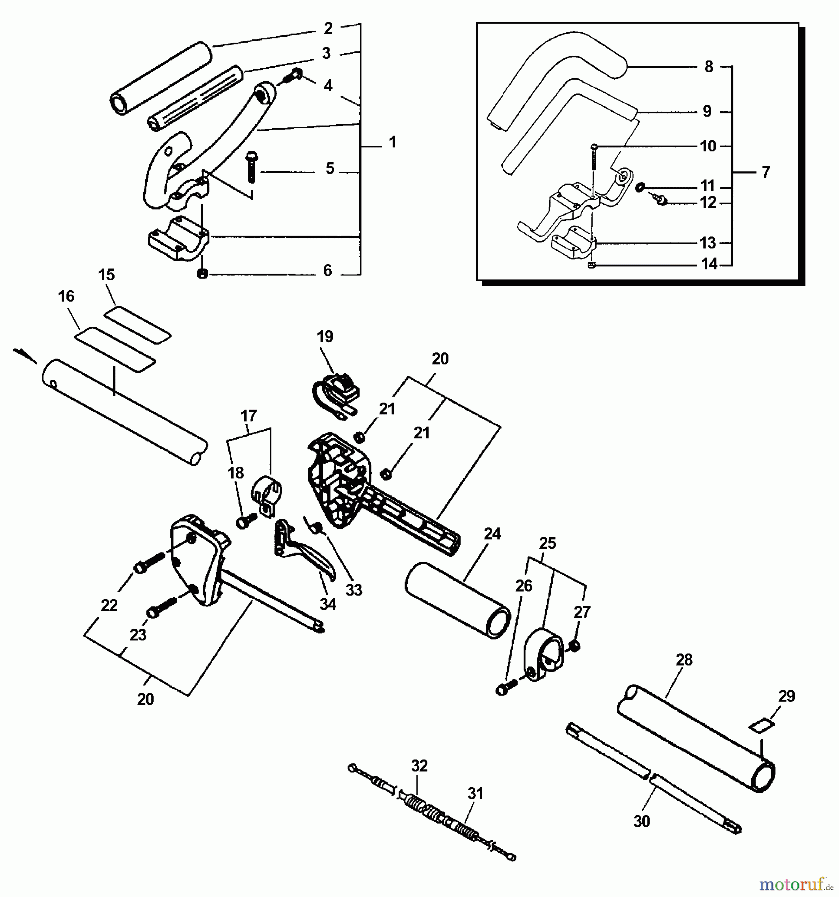  Echo Trimmer, Faden / Bürste SRM-2601 - Echo String Trimmer Handles, Throttle, Shaft Asy