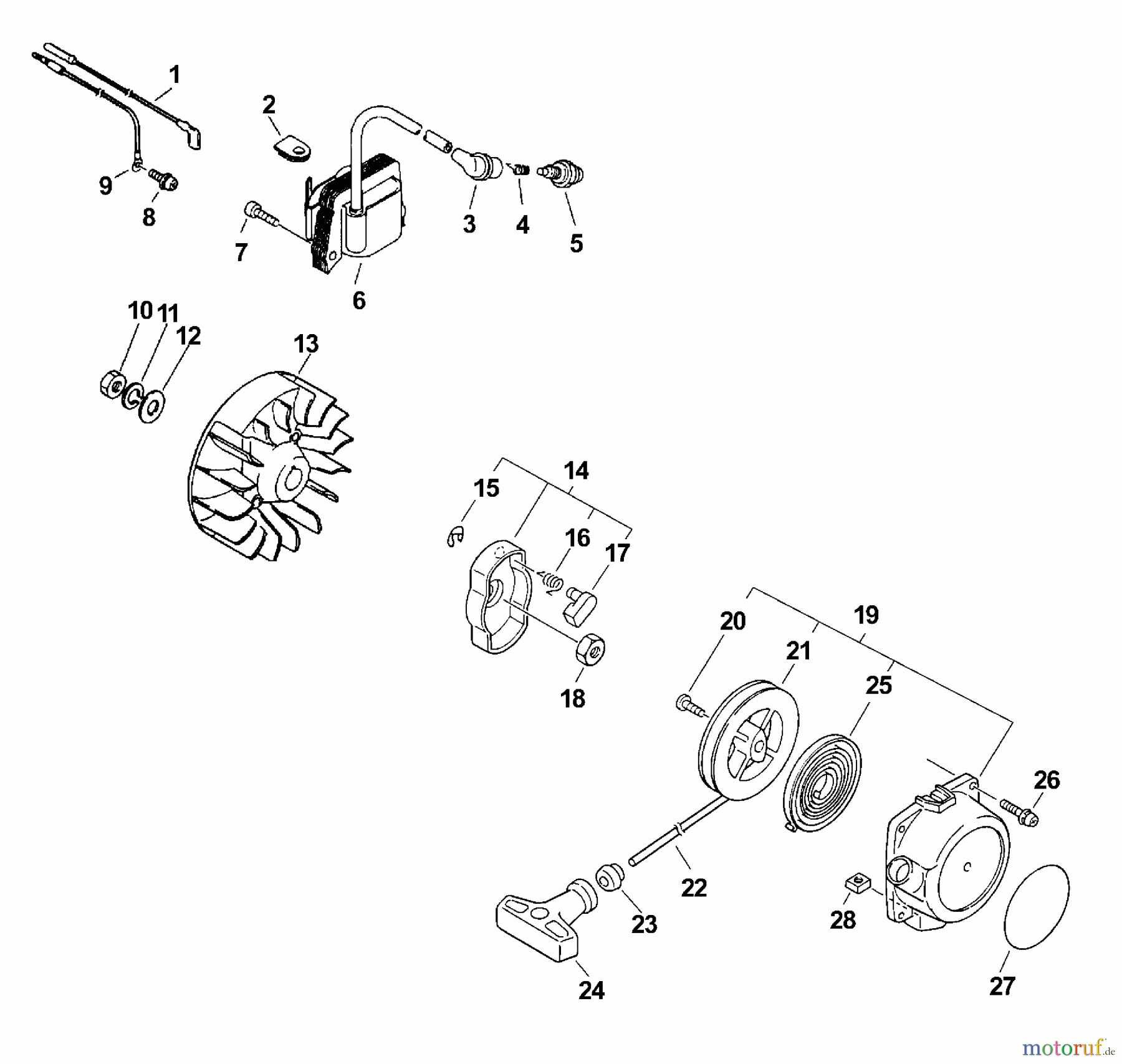 Echo Trimmer, Faden / Bürste SRM-2601 - Echo String Trimmer Ignition, Starter, Flywheel