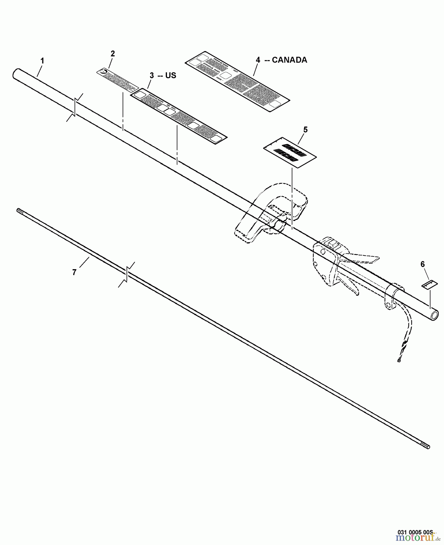 Echo Trimmer, Faden / Bürste SRM-230S - Echo String Trimmer, S/N:06001001 - 06999999 Main Pipe, Solid Driveshaft