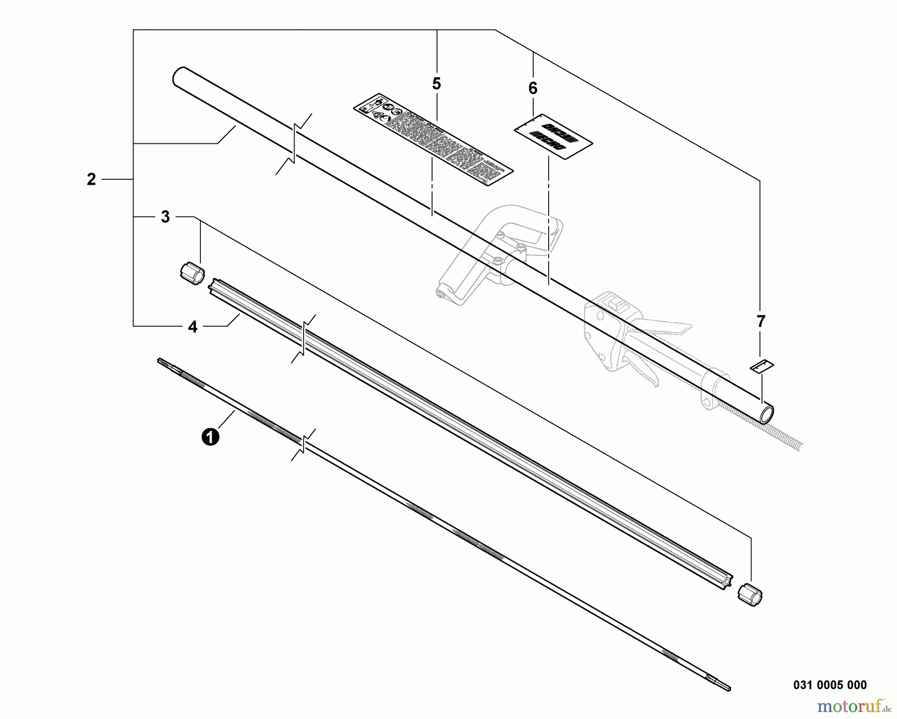 Echo Trimmer, Faden / Bürste SRM-261T - Echo String Trimmer, S/N:06001001 - 06999999 Main Pipe Assembly, Driveshaft