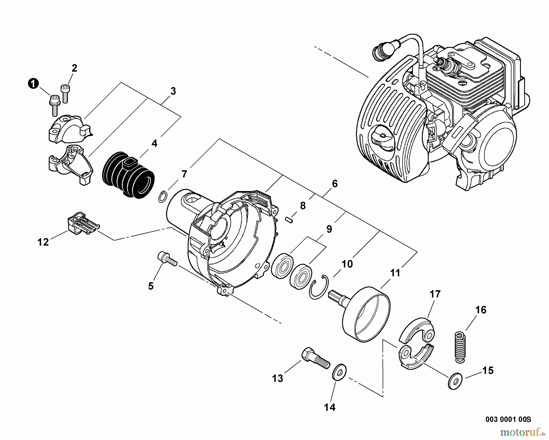 Echo Trimmer, Faden / Bürste SRM-266S - Echo String Trimmer, S/N: T43313001001 - T43313999999 Clutch, Fan Case