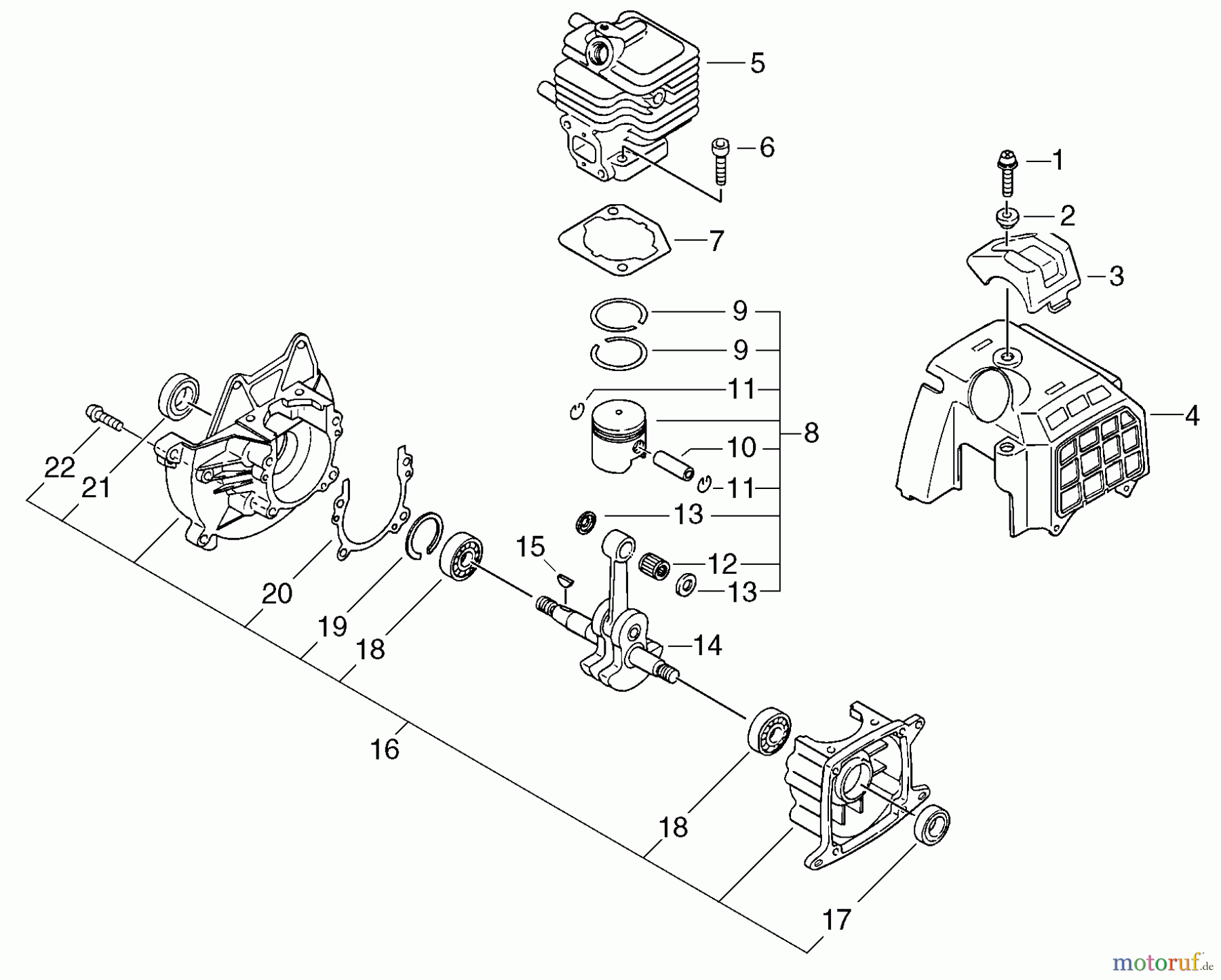 Echo Trimmer, Faden / Bürste SRM-270U - Echo String Trimmer/Brush Cutter, S/N: S52520001001 - S52520999999 Cylinder, Piston, Crankcase, Engine Cover