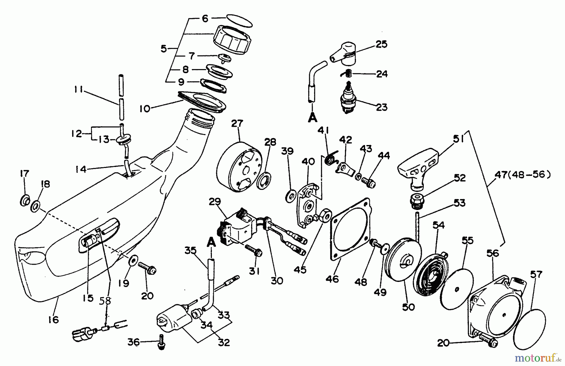 Echo Bläser / Sauger / Häcksler / Mulchgeräte PB-300E - Echo Back Pack Blower, S/N 0049617 - 9999999 Fuel System, Ignition, Starter