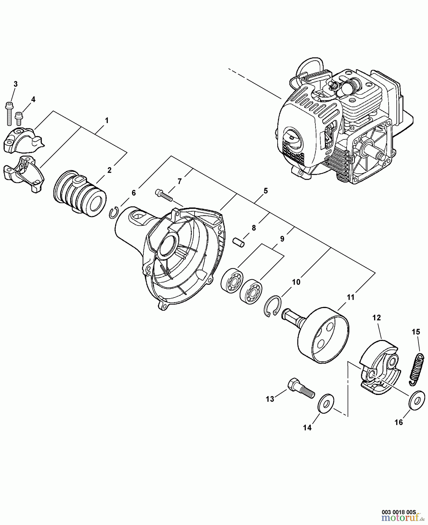  Echo Trimmer, Faden / Bürste SRM-280S - Echo String Trimmer, S/N:S74112001001 - S74112999999 Fan Case, Clutch