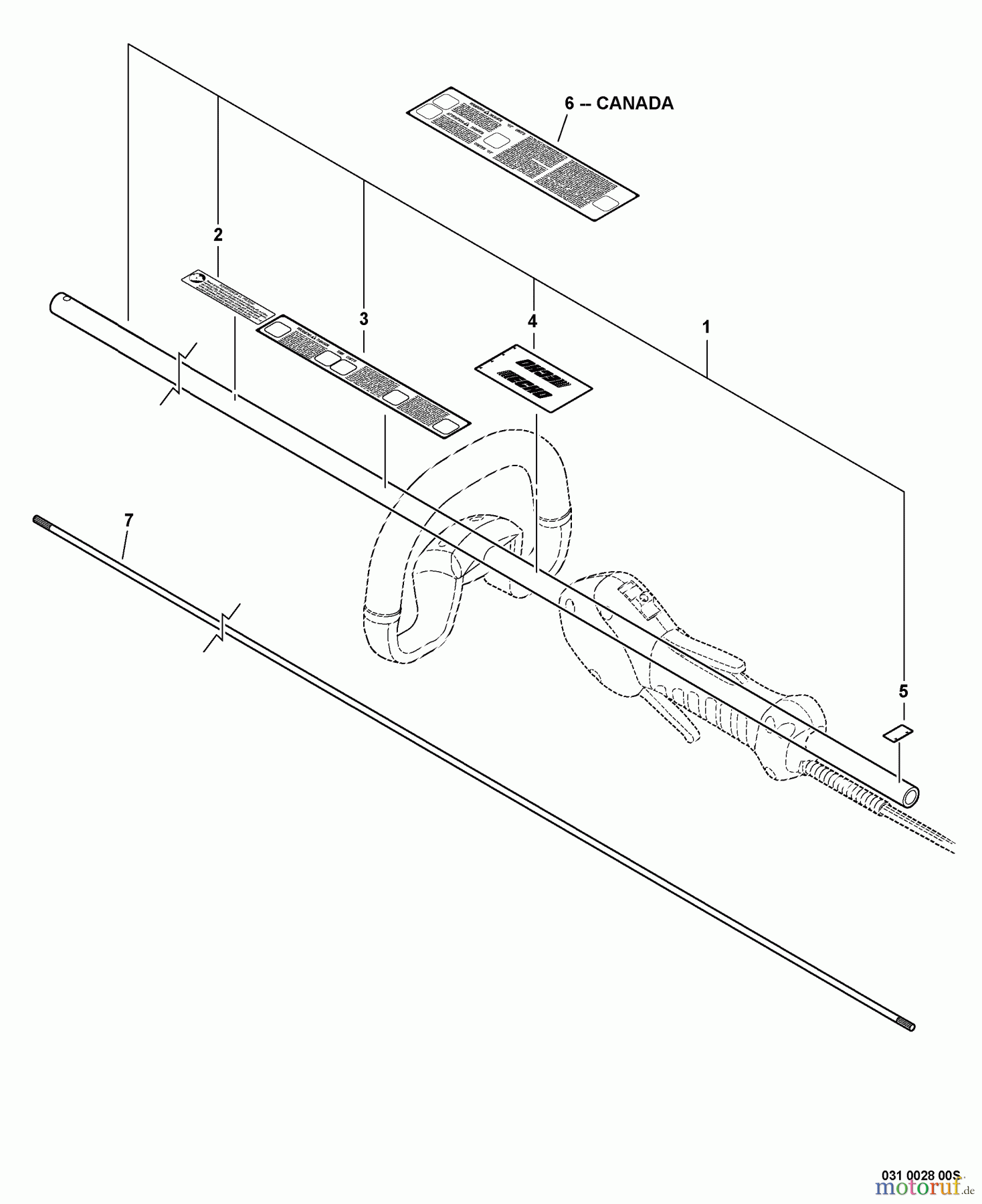 Echo Trimmer, Faden / Bürste SRM-280S - Echo String Trimmer, S/N:S74112001001 - S74112999999 Main Pipe, Solid Driveshaft