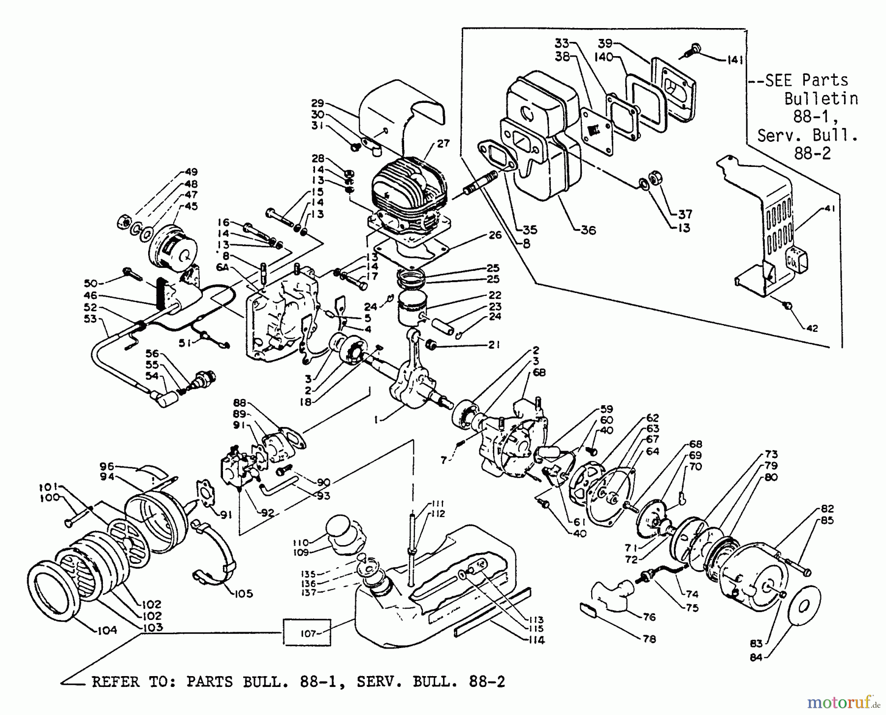 Echo Bläser / Sauger / Häcksler / Mulchgeräte PB-400 - Echo Back Pack Blower, S/N 054523 - 999999 Engine,Intake,Exhaust,Crankcase,AirCleaner,Strtr,Ignition,Exh,Fuel Sys