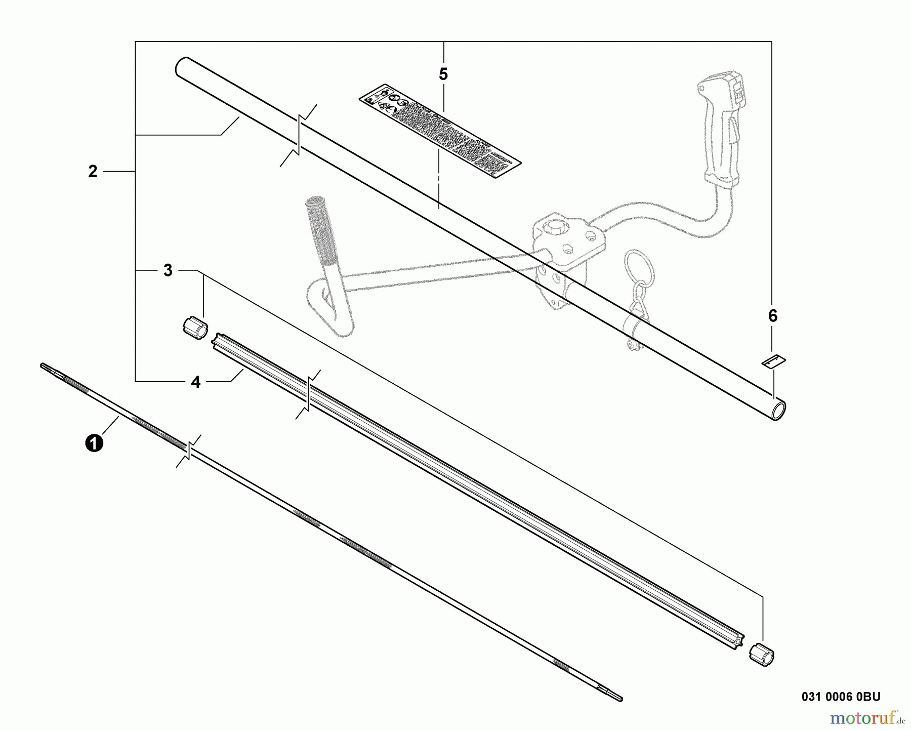Echo Trimmer, Faden / Bürste SRM-280U - Echo String Trimmer/Brush Cutter, S/N:S67511001001 - S6751199999 Main Pipe Assembly, Driveshaft
