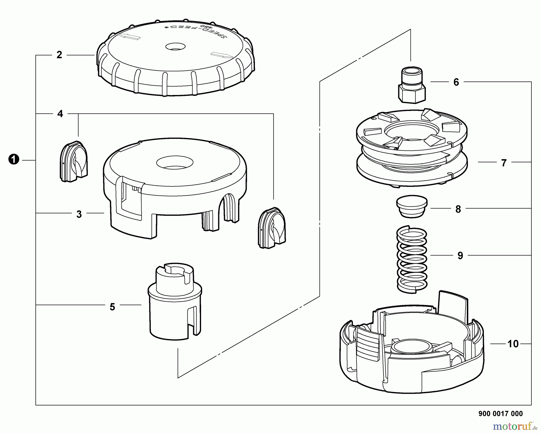 Echo Trimmer, Faden / Bürste SRM-280 - Echo String Trimmer, S/N:S74012001001 - S74012999999 SPEED-FEED 450 Trimmer Head