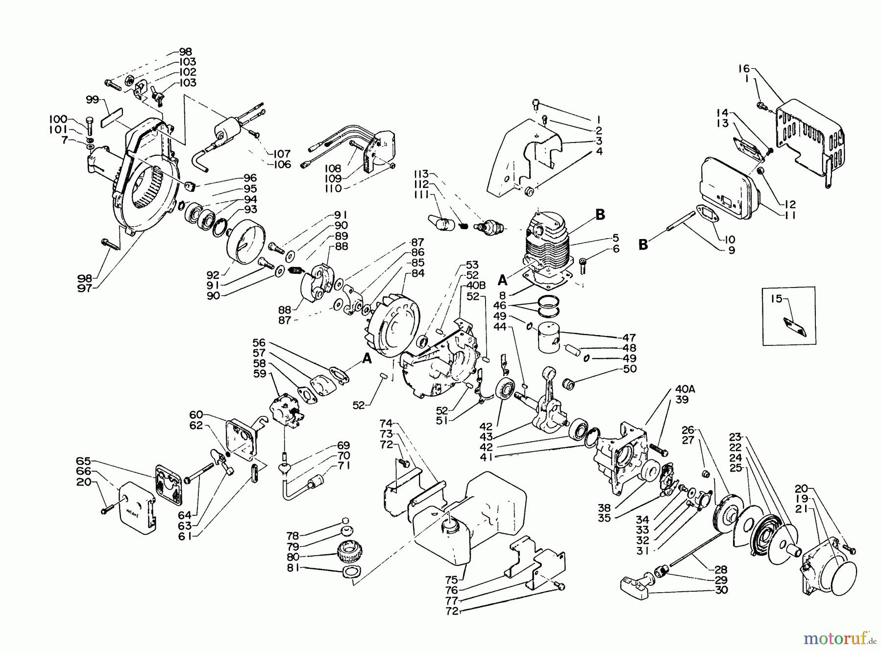 Echo Trimmer, Faden / Bürste SRM-300 - Echo String Trimmer Engine, Crankcase, Ignition, Stop Switch