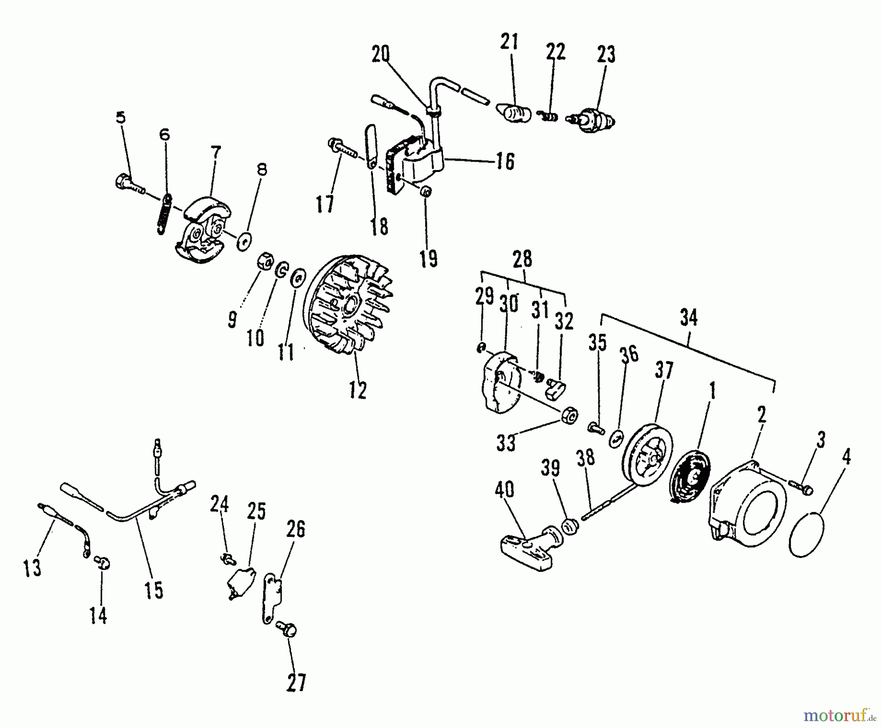 Echo Trimmer, Faden / Bürste SRM-3000 - Echo String Trimmer, S/N:027001 - 034000 Clutch, Ignition, Starter