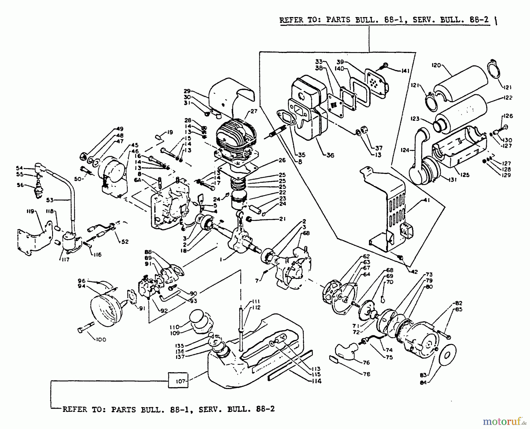 Echo Bläser / Sauger / Häcksler / Mulchgeräte PB-400E - Echo Back Pack Blower, S/N 001001 - 128095 Engine,Intake,Exhaust,Crankcase,Air Cleaner,Strtr,Ignition,Exh,Fuel Sys
