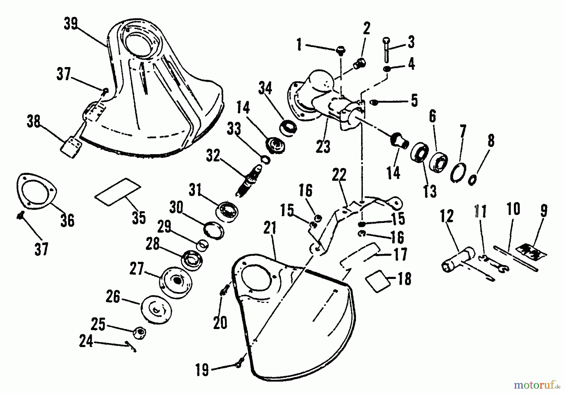  Echo Trimmer, Faden / Bürste SRM-3000 - Echo String Trimmer, S/N:034001 - 037500 Shield, Gear Case, Tools