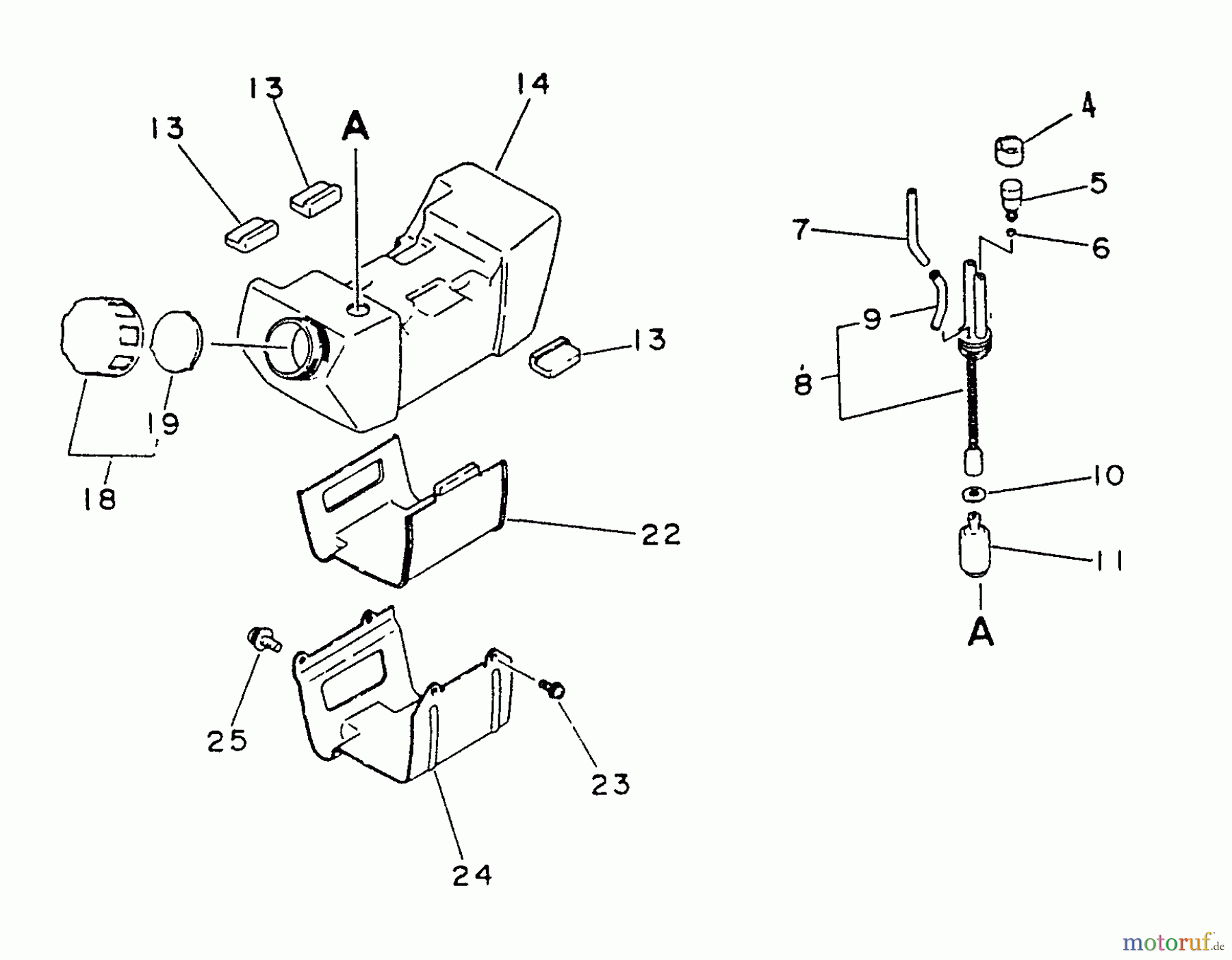 Echo Trimmer, Faden / Bürste SRM-3001 - Echo String Trimmer, S/N: 021091 - 027000 Fuel System