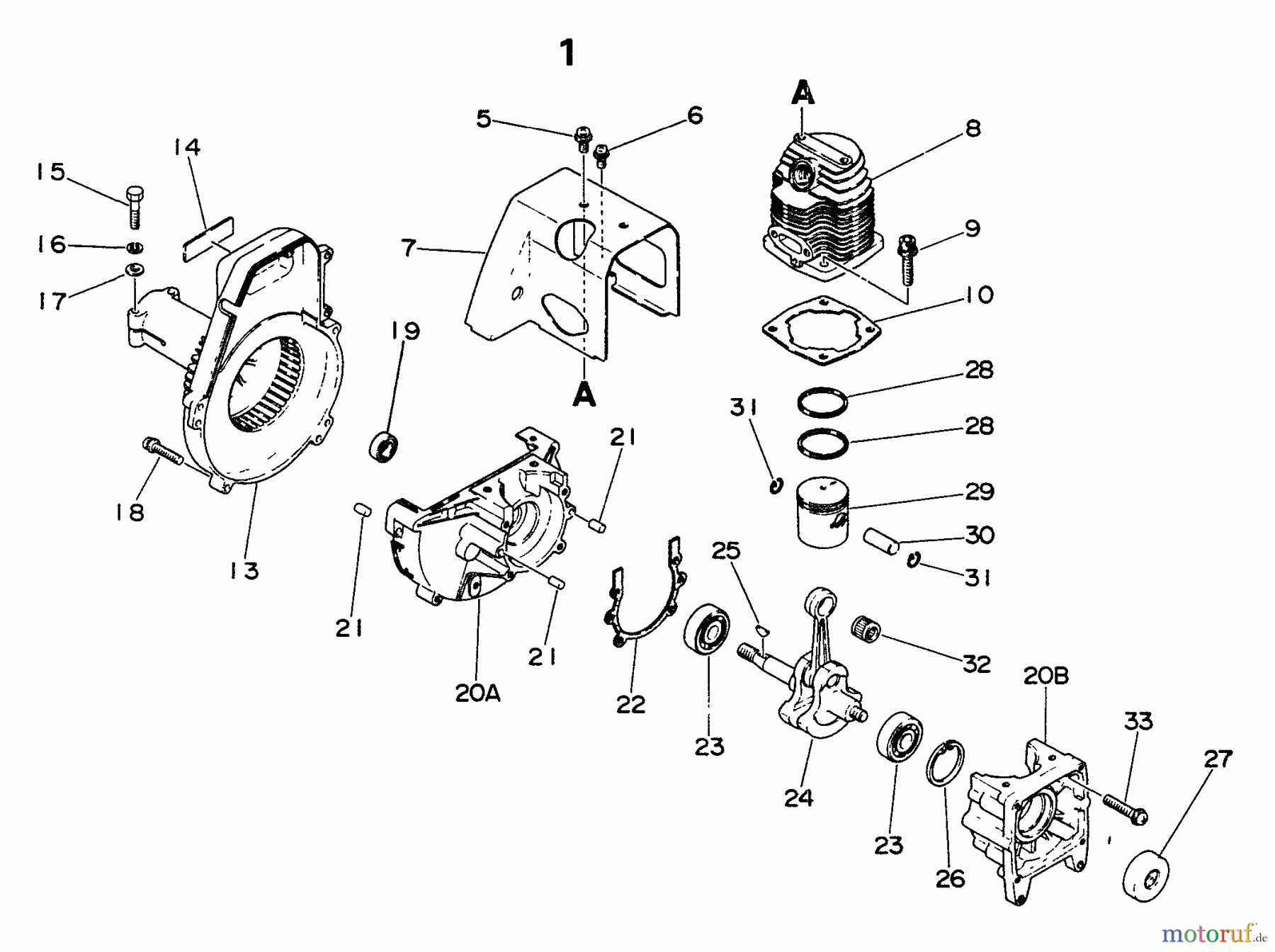 Echo Trimmer, Faden / Bürste SRM-300AE - Echo String Trimmer Engine, Crankcase, Fan Housing, Cover