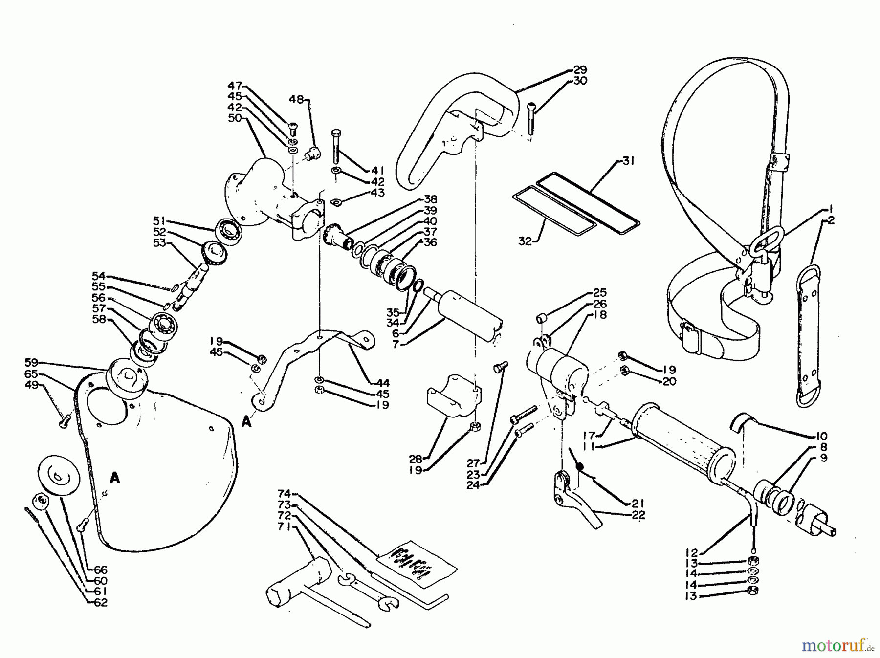 Echo Trimmer, Faden / Bürste SRM-300E1 - Echo String Trimmer Driveshaft, Gear Case, Handles, Harness, Shield, Throttle, Tools