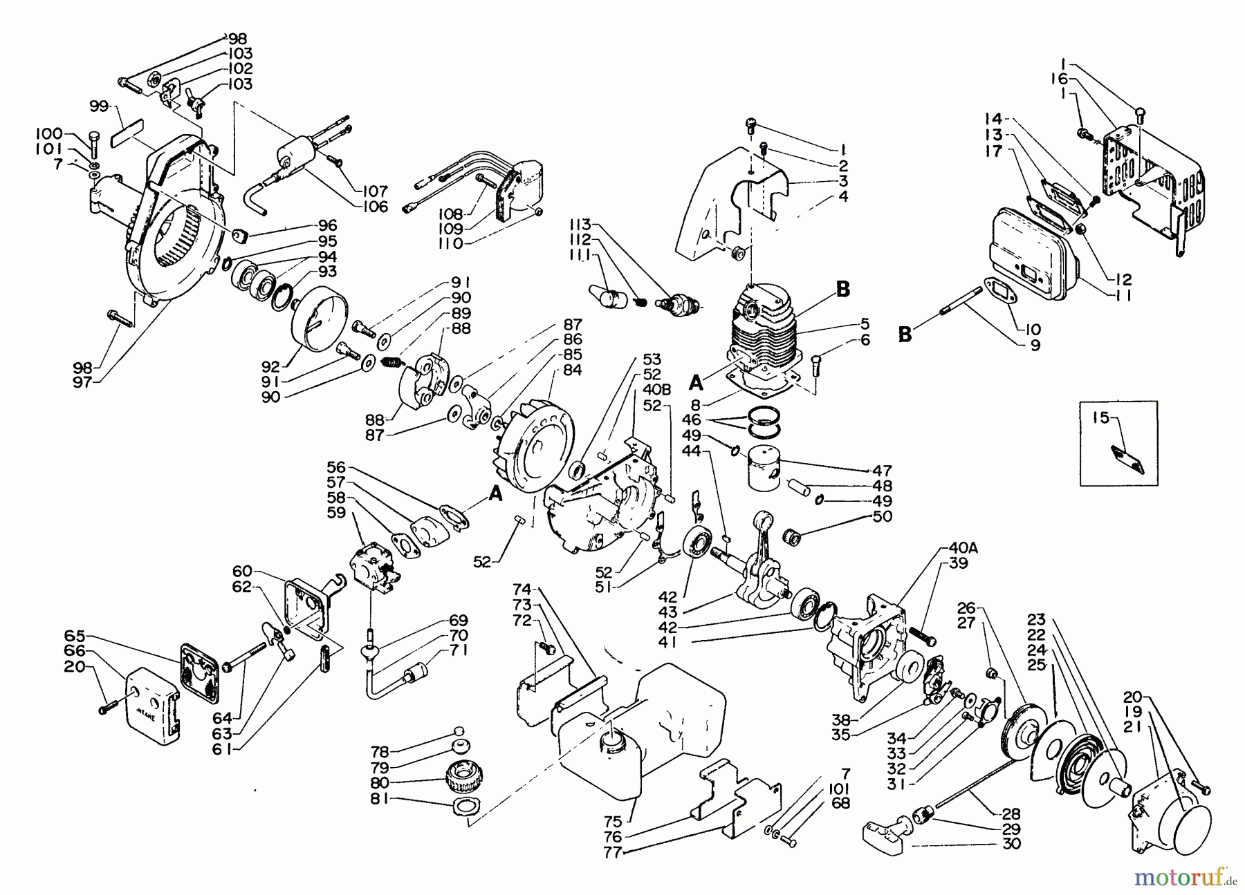 Echo Trimmer, Faden / Bürste SRM-300E - Echo String Trimmer Engine, Crankcase, Ignition, Stop Switch