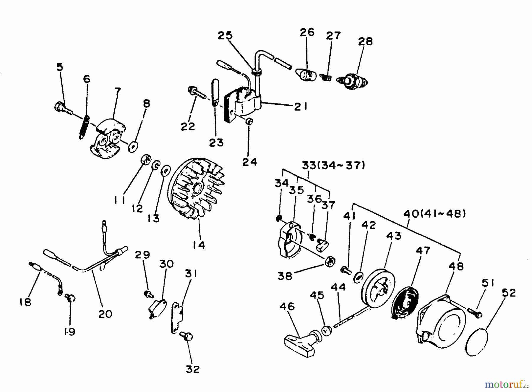  Echo Trimmer, Faden / Bürste SRM-3000 - Echo String Trimmer, S/N:001001 - 021090 Clutch, Ignition, Starter