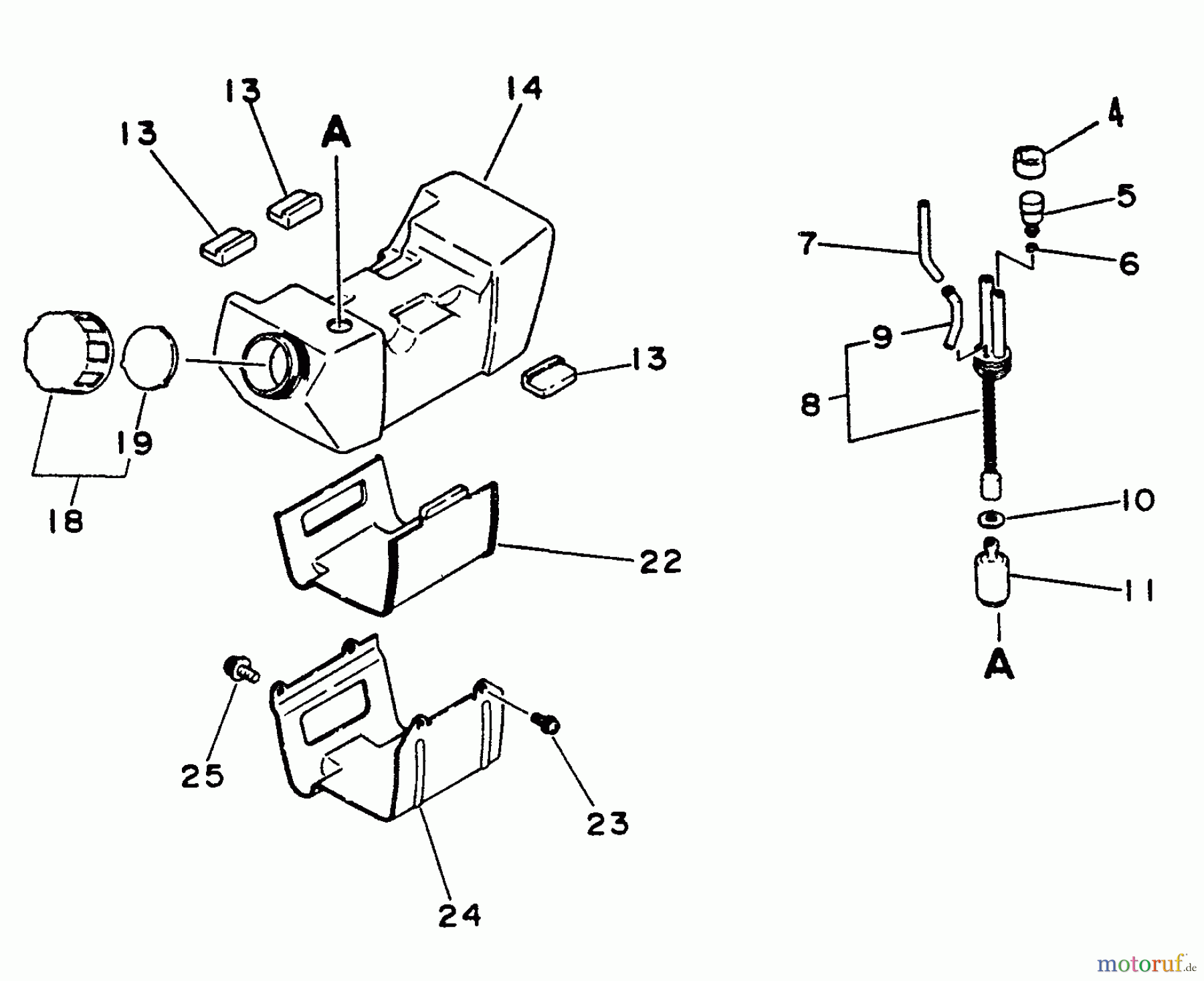 Echo Trimmer, Faden / Bürste SRM-3000 - Echo String Trimmer, S/N:001001 - 021090 Fuel System