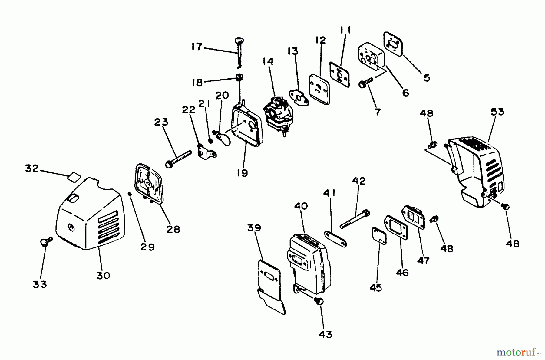 Echo Trimmer, Faden / Bürste SRM-3000 - Echo String Trimmer, S/N:001001 - 021090 Intake, Exhaust, Air Cleaner